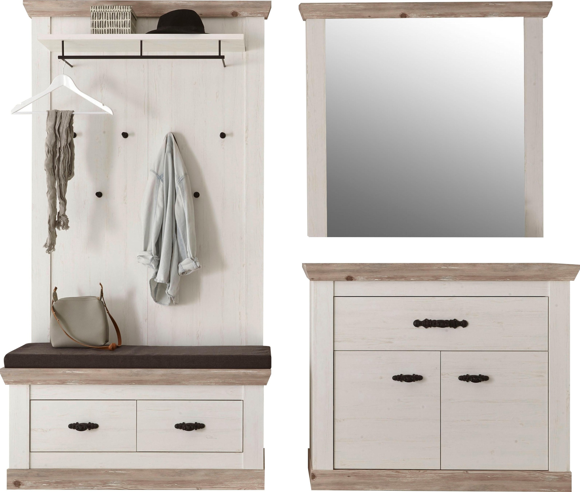 Home affaire Garderoben-Set "Florenz" 4 Stk. tlg. bestehend aus 1 Bank, 1 P günstig online kaufen