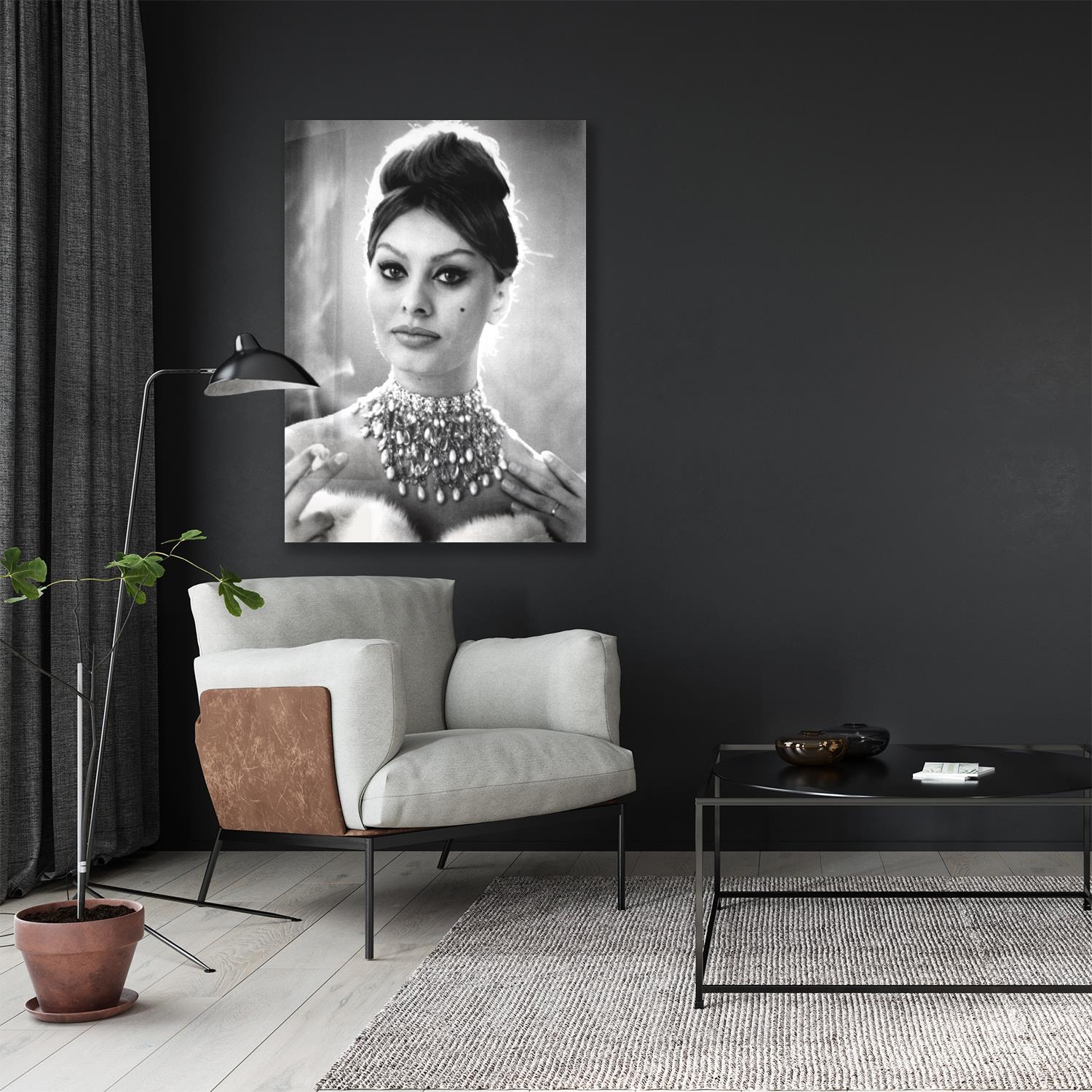 queence Acrylglasbild "Sophia Loren", Schwarz-Weiß-Frau-Stars-Portrait-Foto günstig online kaufen