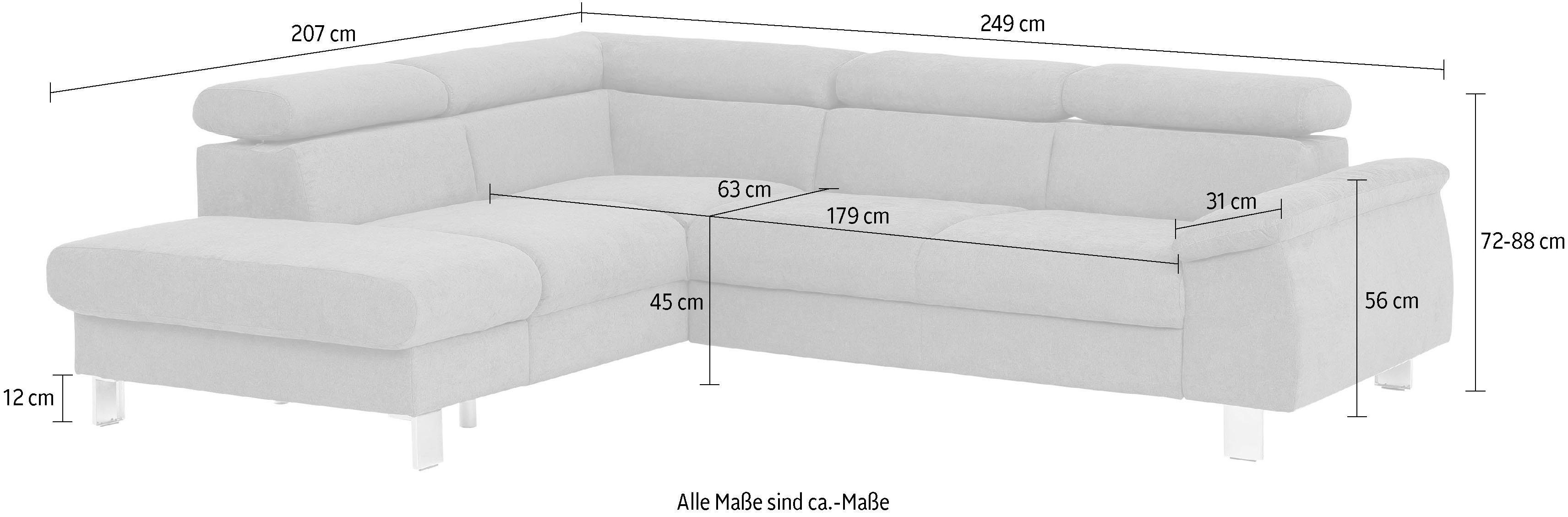 Thumbnail - COTTA Ecksofa "Komaris L-Form mit Kopfteilverstellung", wahlweise mit Bettfunktion, Bettkasten & Beleuchtung