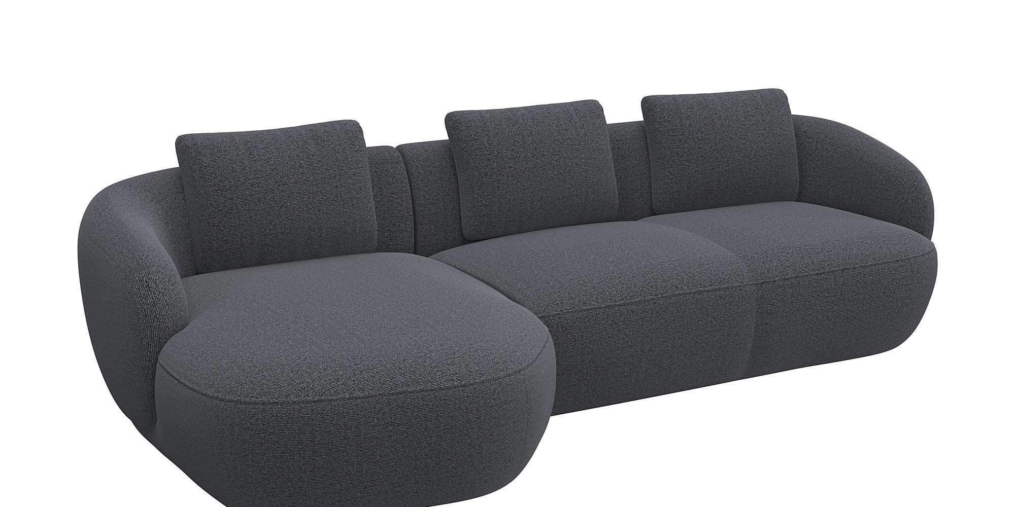 FLEXLUX Wohnlandschaft »Torino, rund, L-Form, Sofa-Ecke mit Recamiere, Longchair-Sofa«, Modernes, organisches Sofa-Design, Kaltschaum, Wellenunterfederung