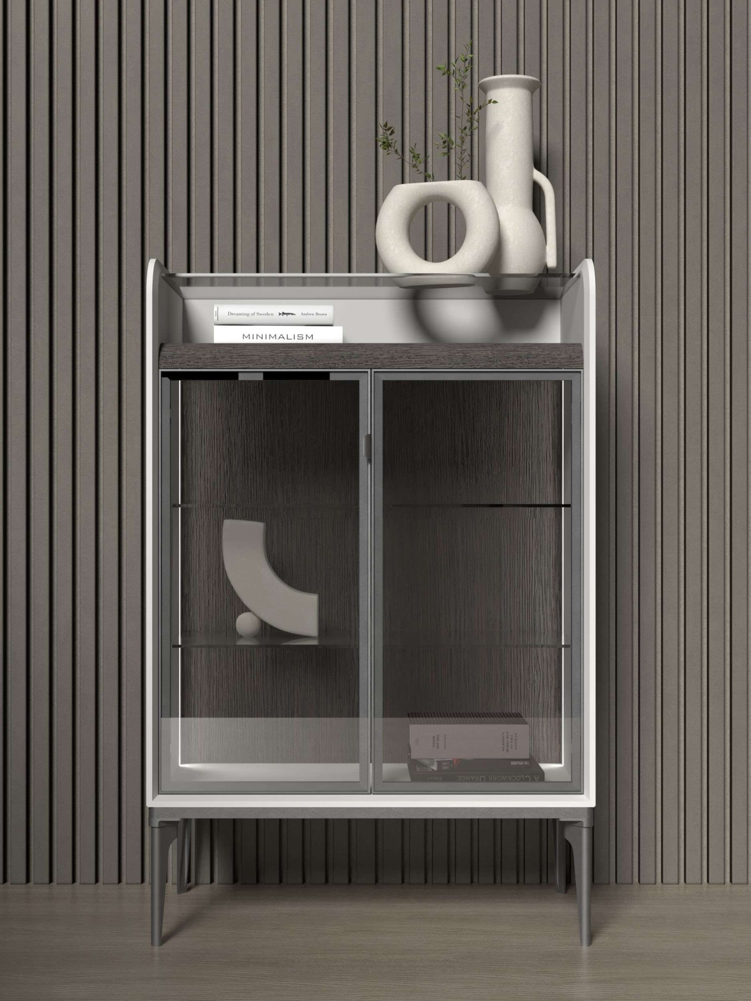OTTO home Highboard "Sofy Sideboard, Kommode, Anrichte, Schrank" UV lackiert, Soft Close Funktion, Metallgestell in Anthrazit Dekor