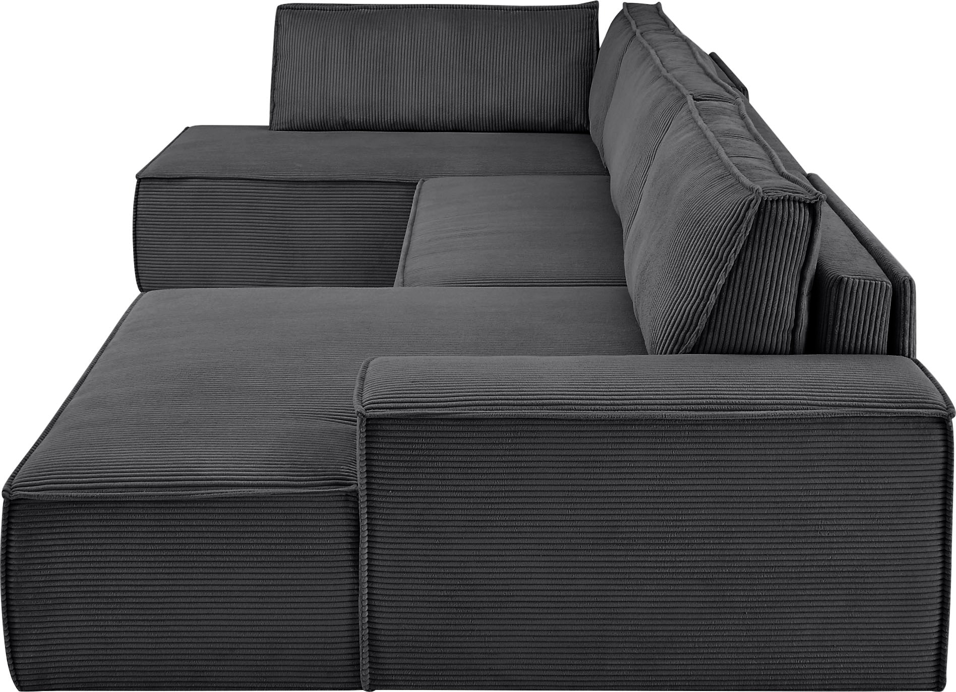 Home affaire Wohnlandschaft »SHERWOOD  329 cm, U-Form, Schlafsofa,« Schlaffunktion m. Bettkasten (194x139 cm), Cord, Vintage, Samtvelours