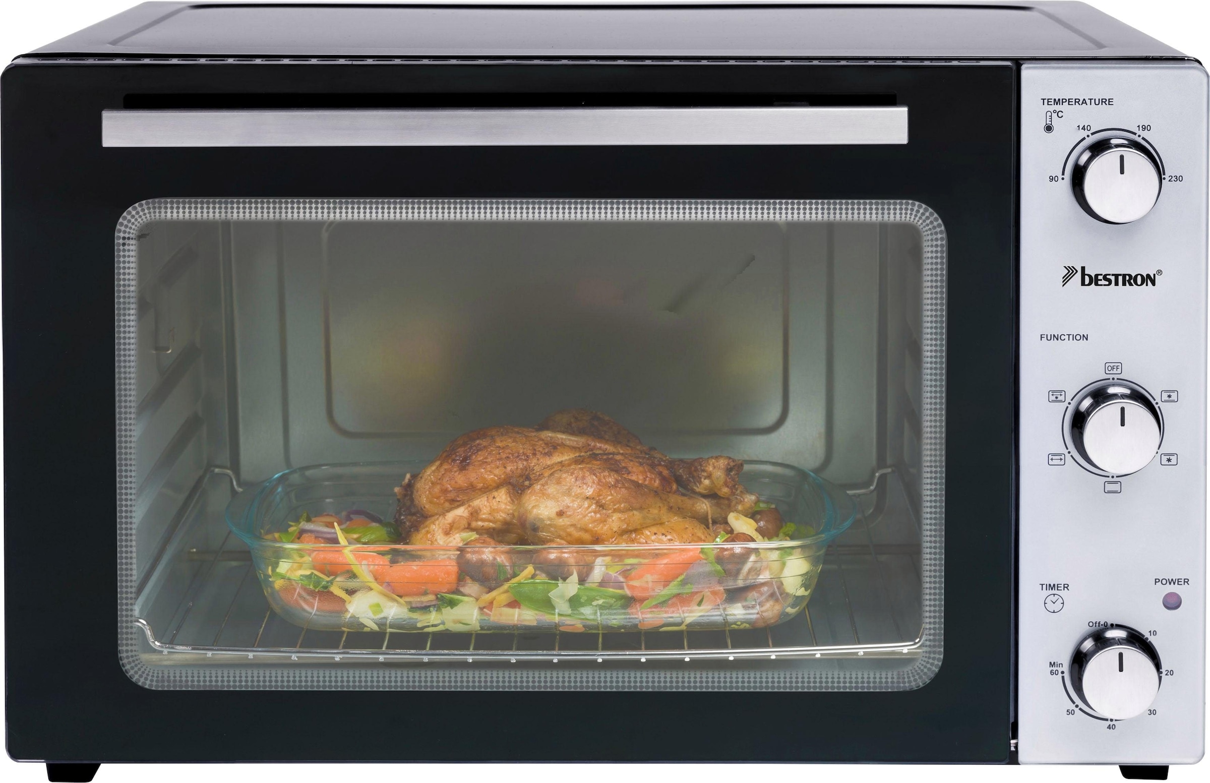 bestron Minibackofen »AOV45, 2-in-1 Gerät«, mit Drehspieß, 1800 W, Edelstahl,  Schwarz | BAUR