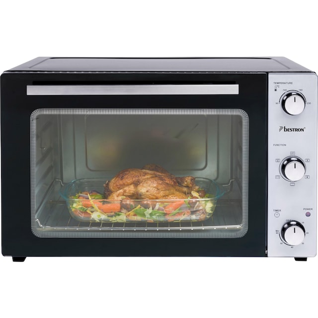 bestron Minibackofen »AOV45, 2-in-1 Gerät«, mit Drehspieß, 1800 W, Edelstahl,  Schwarz | BAUR