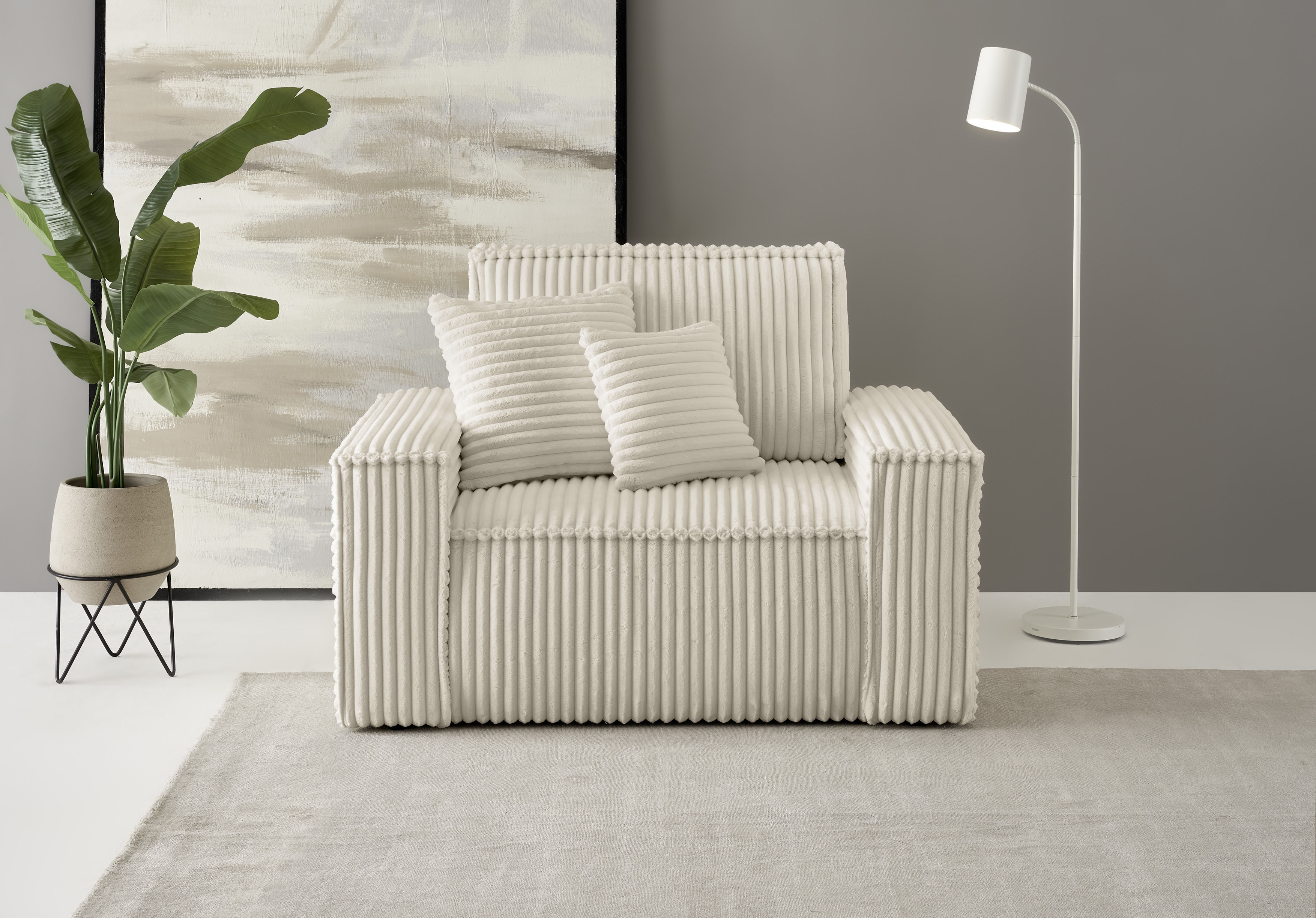 OTTO home Loveseat "FINNLEY Struktur fein, Sessel kombinierbar m. der Serie FINNLEY" 1 Stk. tlg. verfügbar in den Stoffqualitäten Bouclé, Struktur fein und Mega Cord