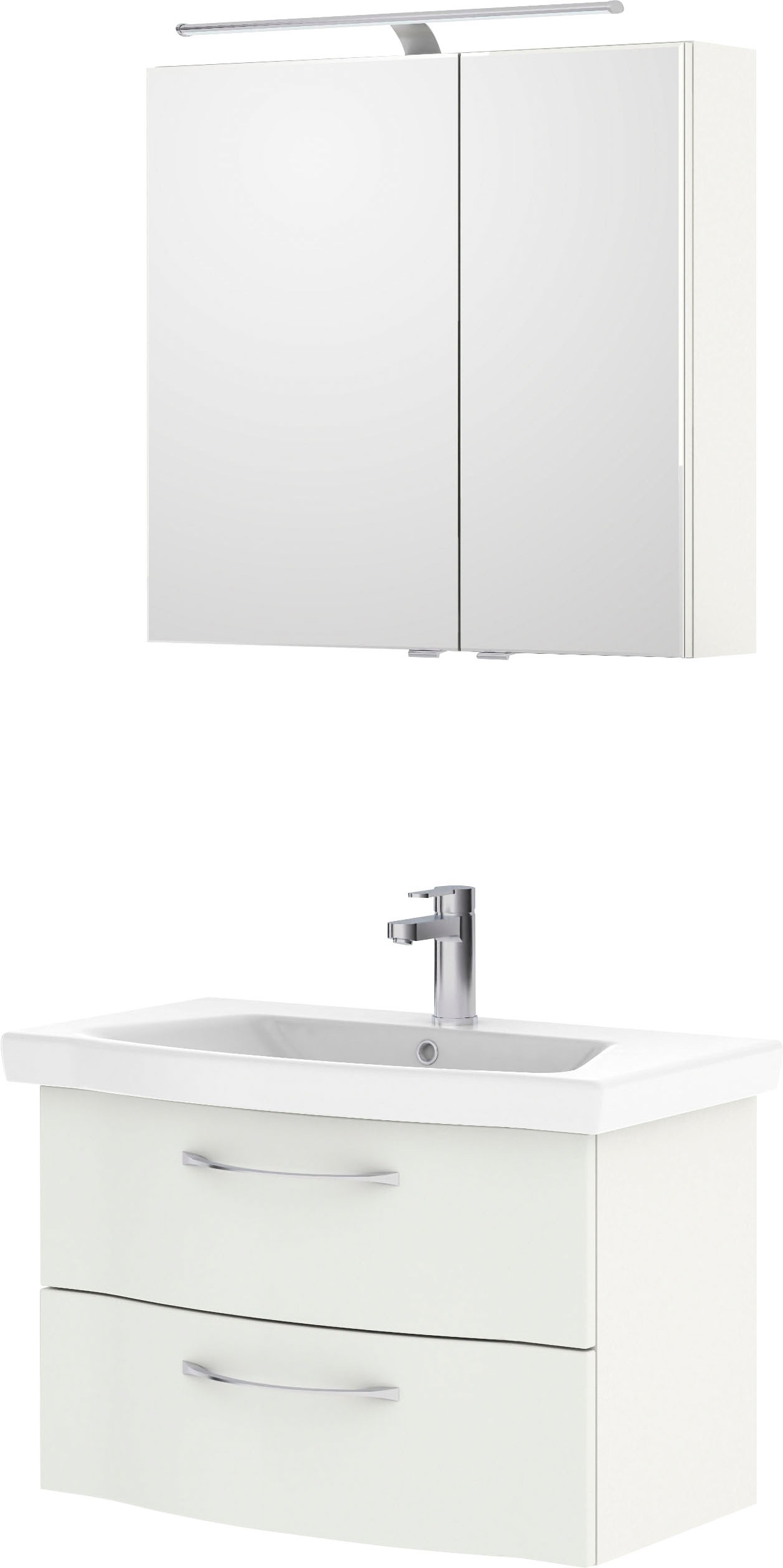 Saphir Badmöbel-Set »6005 Sprint 2-teilig, Keramik-Waschtisch mit LED-Spiegelschrank«, (2 St.), Waschplatz 82 cm breit, inkl. Türdämpfer, 2 Türen, 2 Schubladen