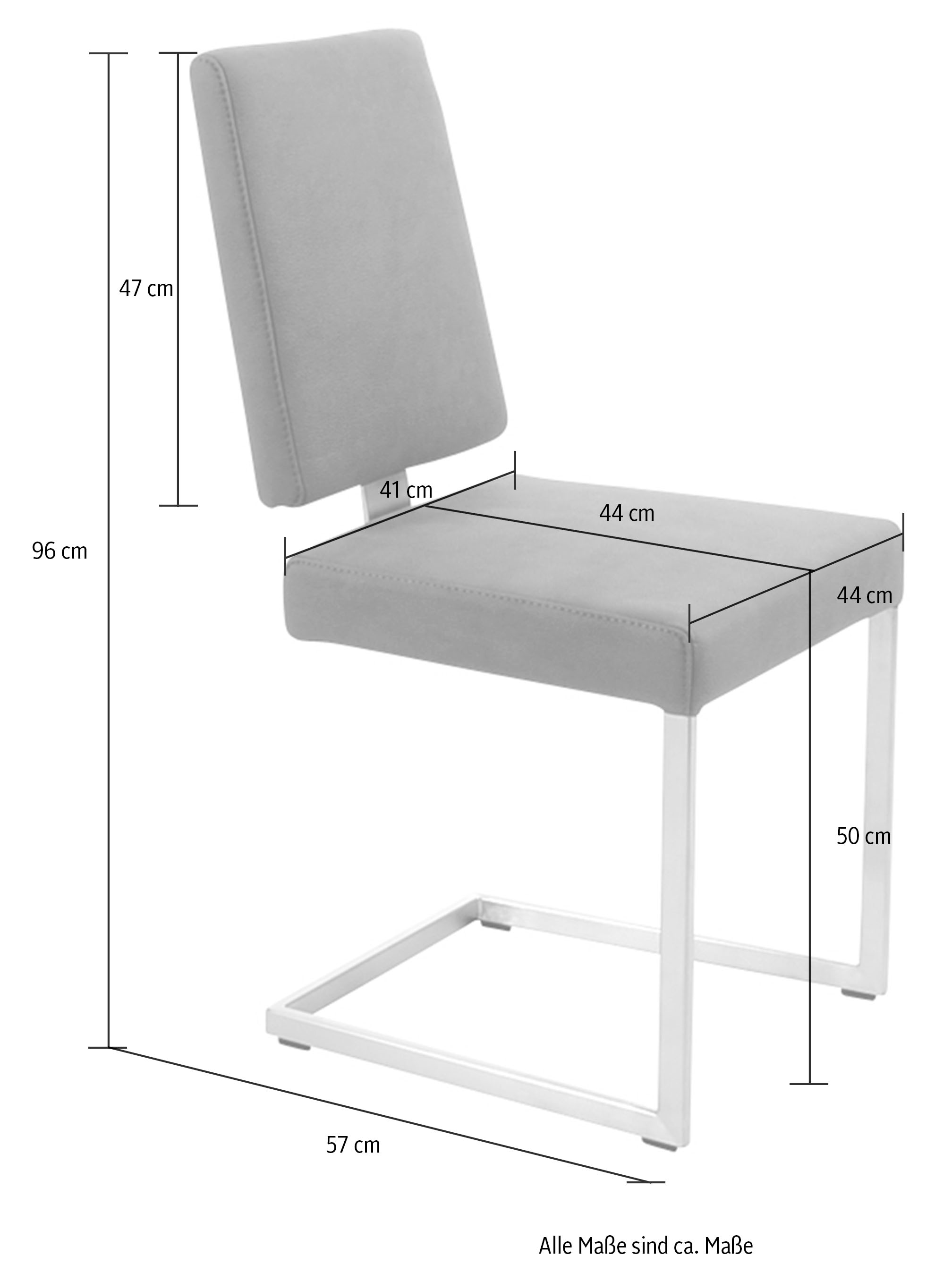 K+W Komfort & Wohnen Freischwinger, Microfaser Struktur 755, stabiles Hochkantgestell, in Leder oder Microfaser