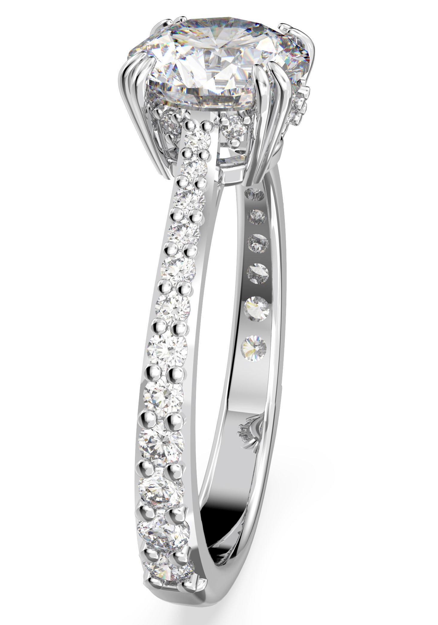 Fingerring SWAROVSKI "Stilla Round Cocktail" Gr. 52, silber (metallfarben, kristallweiß), Fingerringe, Damen, 52, Metall, Fingerring, mit Swarovski Kristall 4