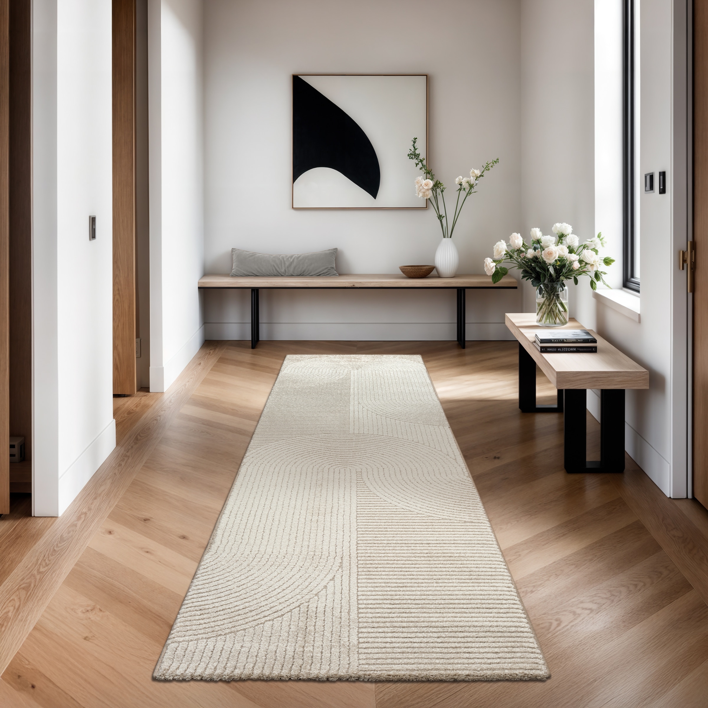 merinos Teppich "Elio" rechteckig 16 mm Höhe moderner Kurzflor Teppich mit Hoch-Tief-Effekt, 3D Effekt