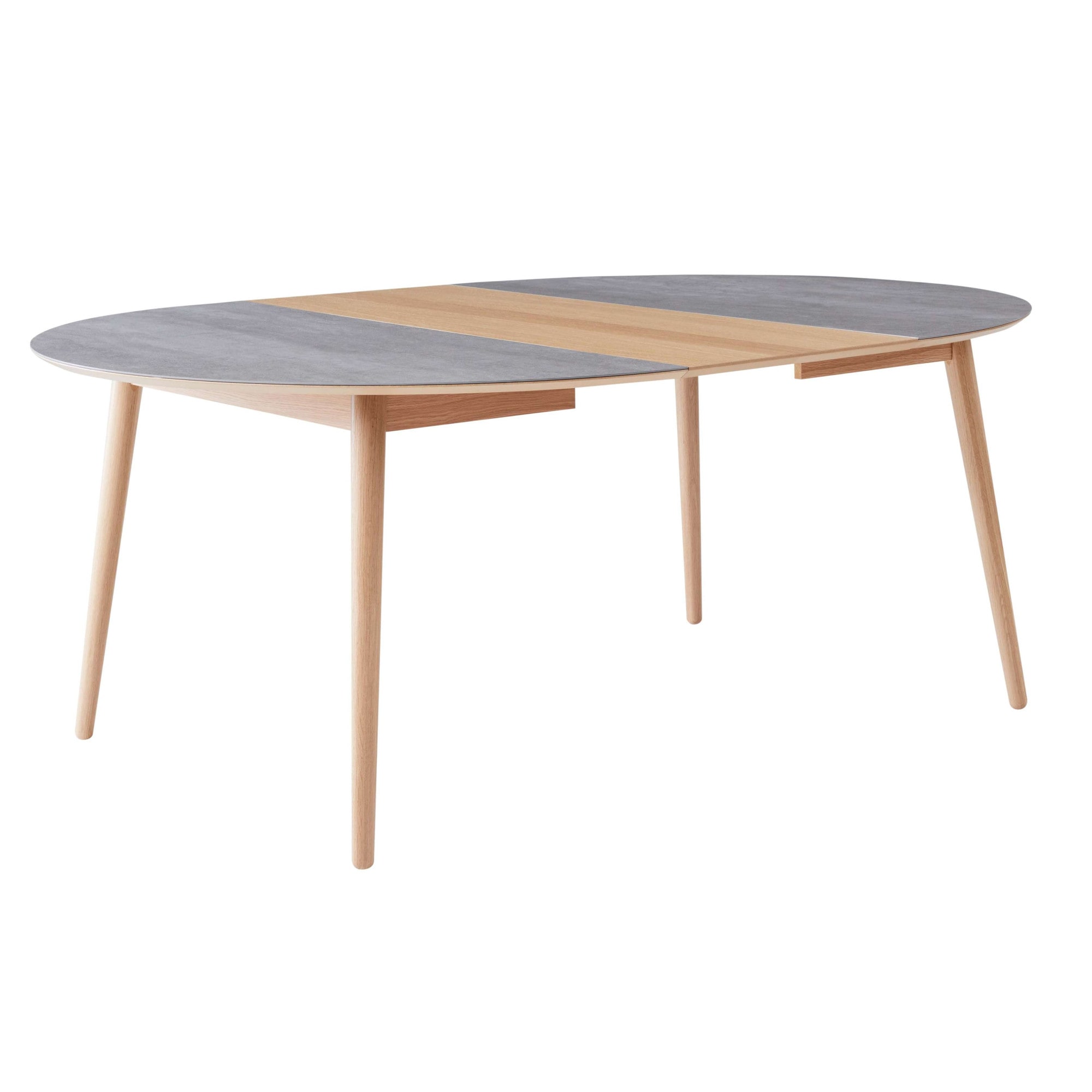 Hammel Furniture Esstisch »Meza Designtisch mit Auszugsfunktion und 2 Einlegeplatten«, runde Tischplatte aus Keramik, Massivholzgestell