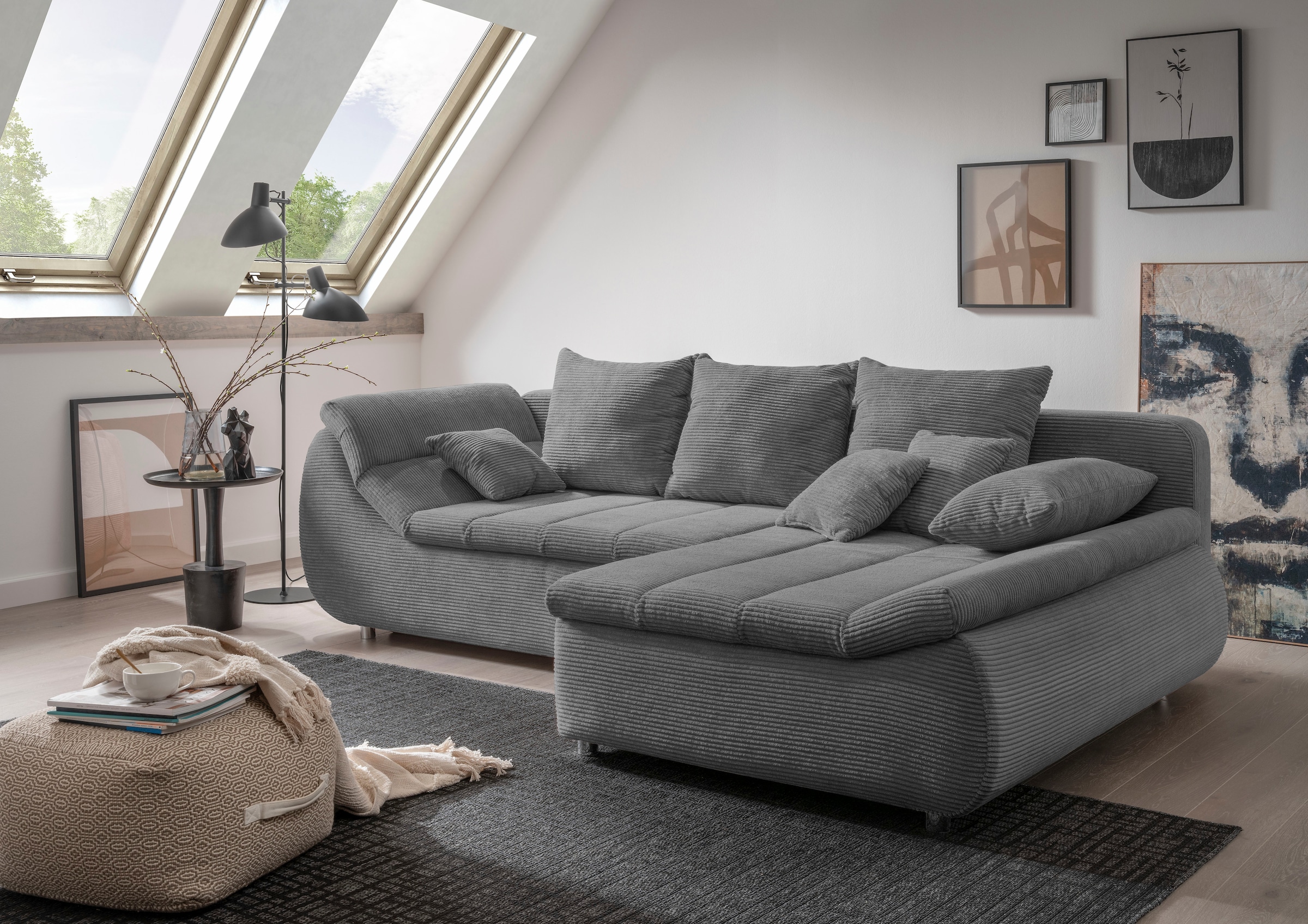 Home affaire Ecksofa "Imola, bequem, aktuelle Steppung im Sitz, L-Form, Breite 270cm" wahlweise mit Bettfunktion