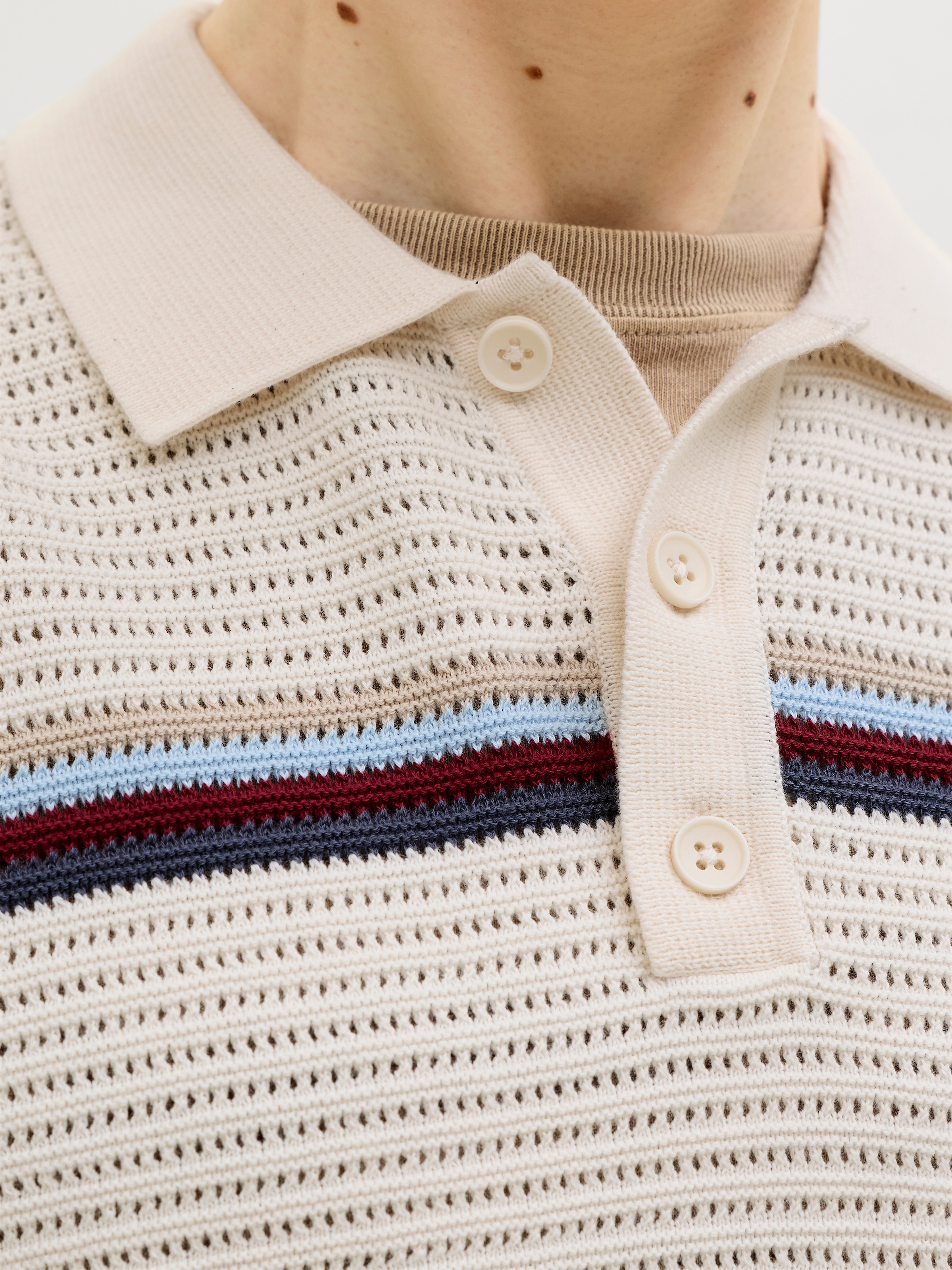 Jack & Jones Polokragenpullover »JORMAINE KNIT STRIPE POLO SN« Baumwolle, relaxed fit
