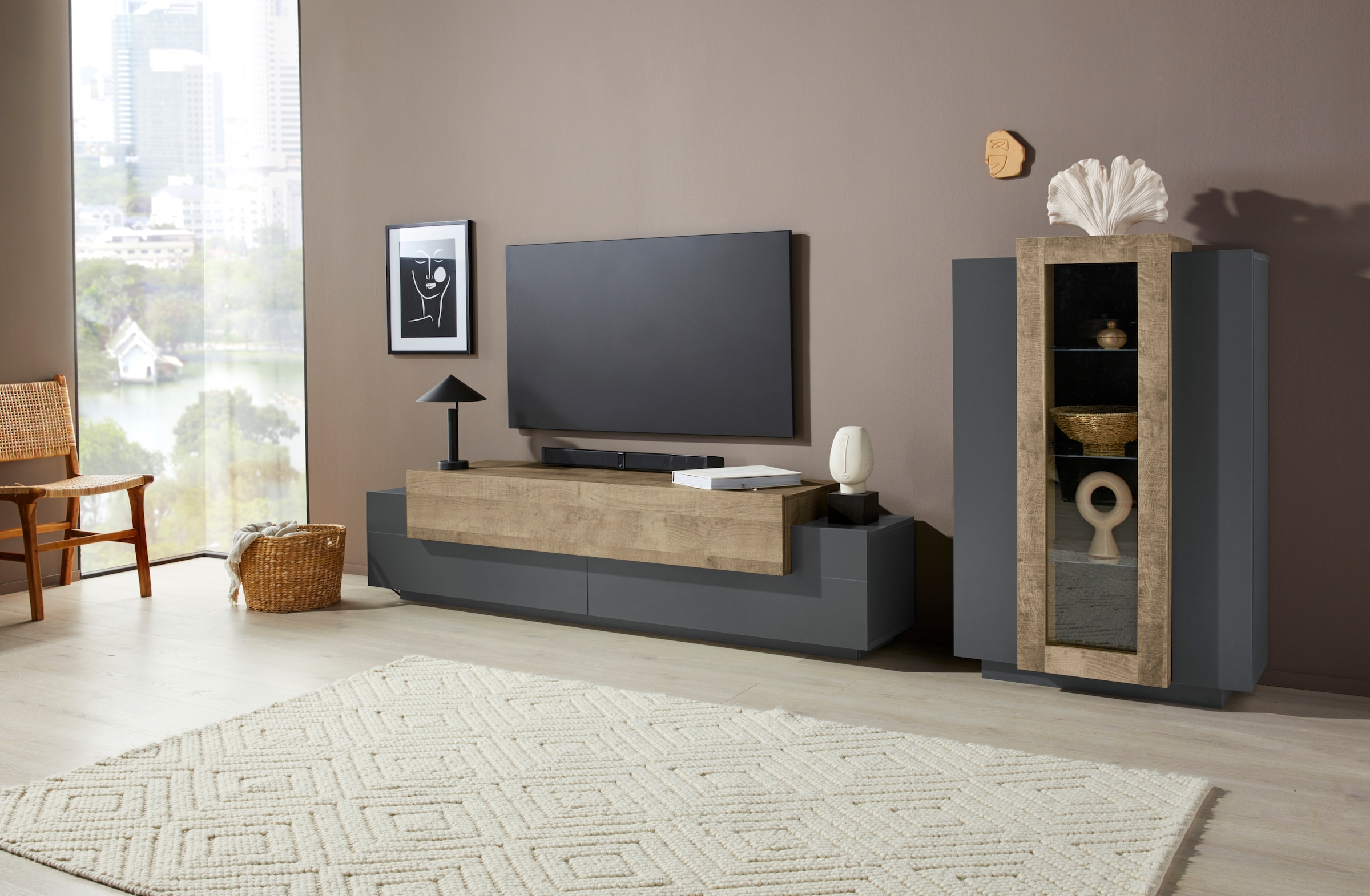 INOSIGN Wohnwand "Coro, Anbauwand, Medienwand" Set, 2 Stk. tlg. günstig online kaufen