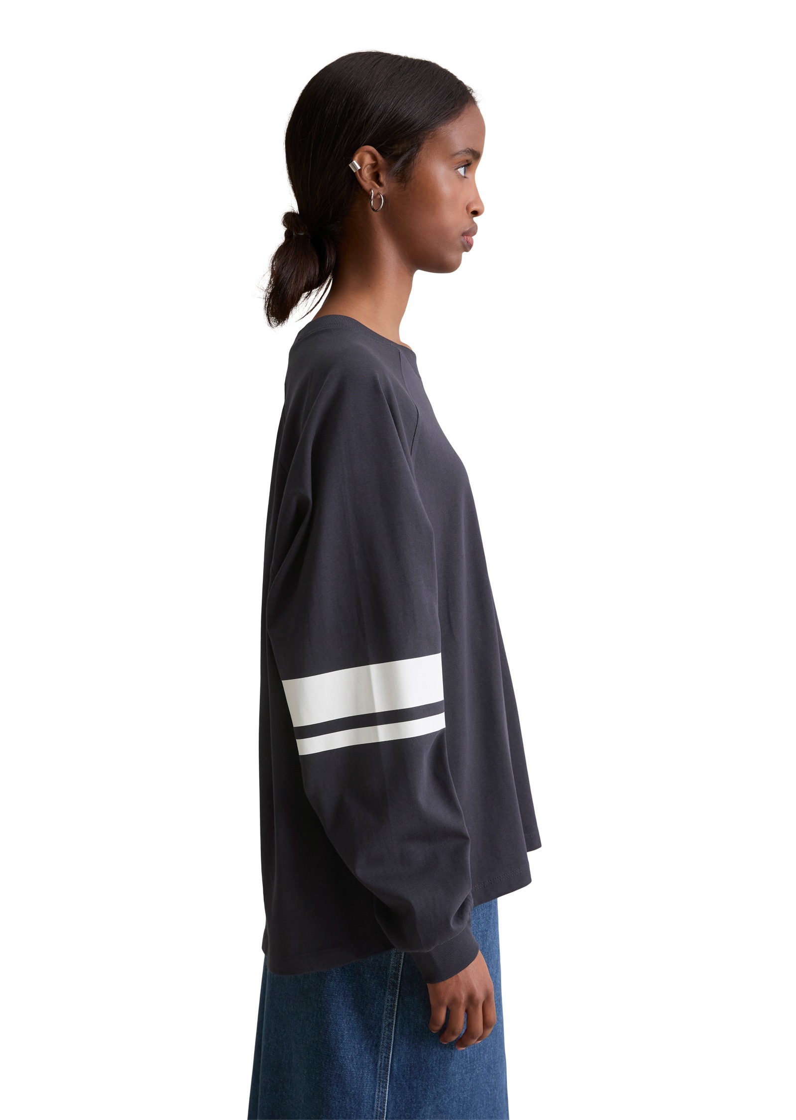 Marc OPolo DENIM Langarmshirt "mit Streifen-Prints am Ärmel" günstig online kaufen