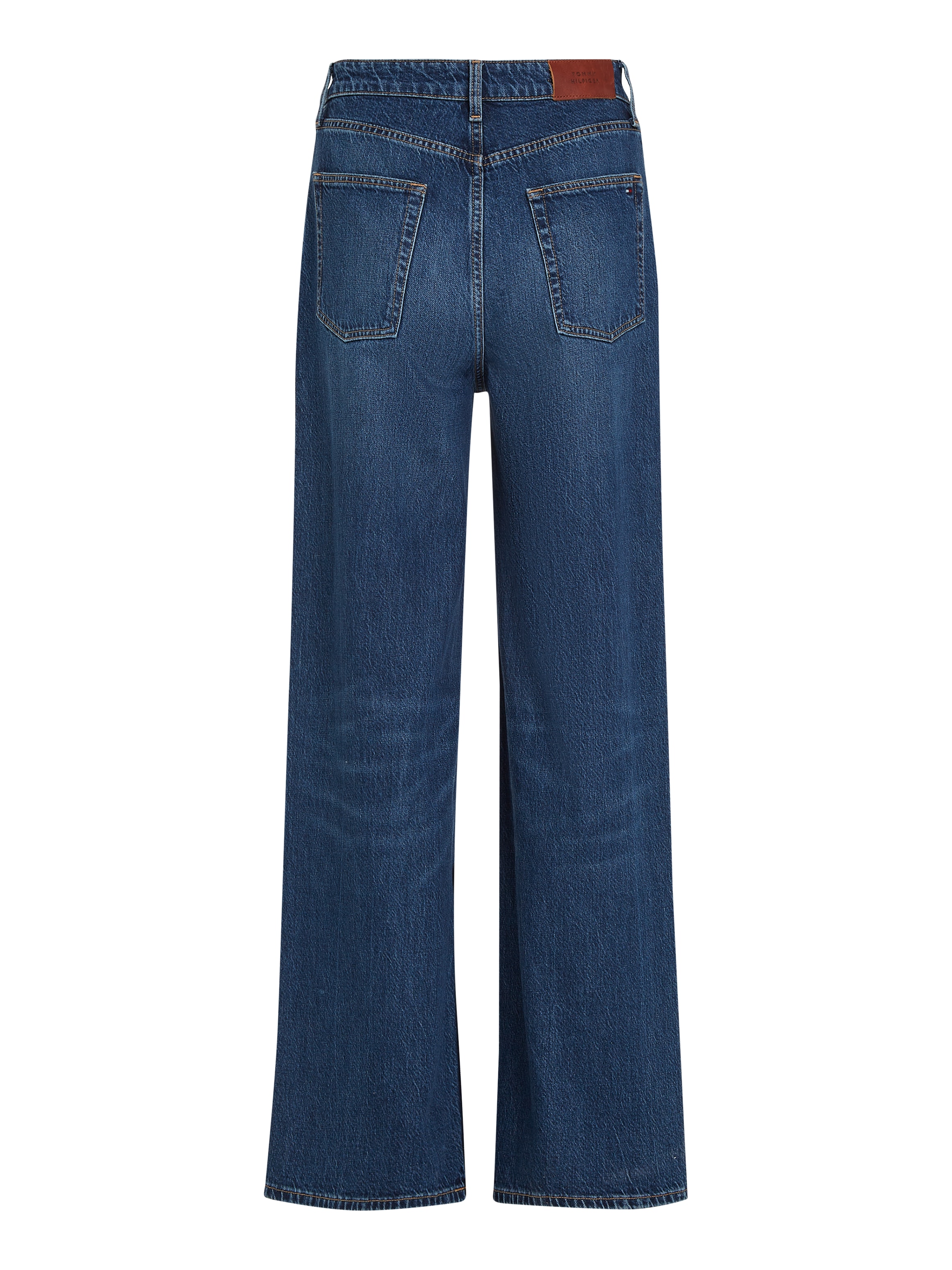 Tommy Hilfiger Weite Jeans »WIDE LEG HW LOU«, mit Logo-Badge, mit Nieten, mit Bügelfalten