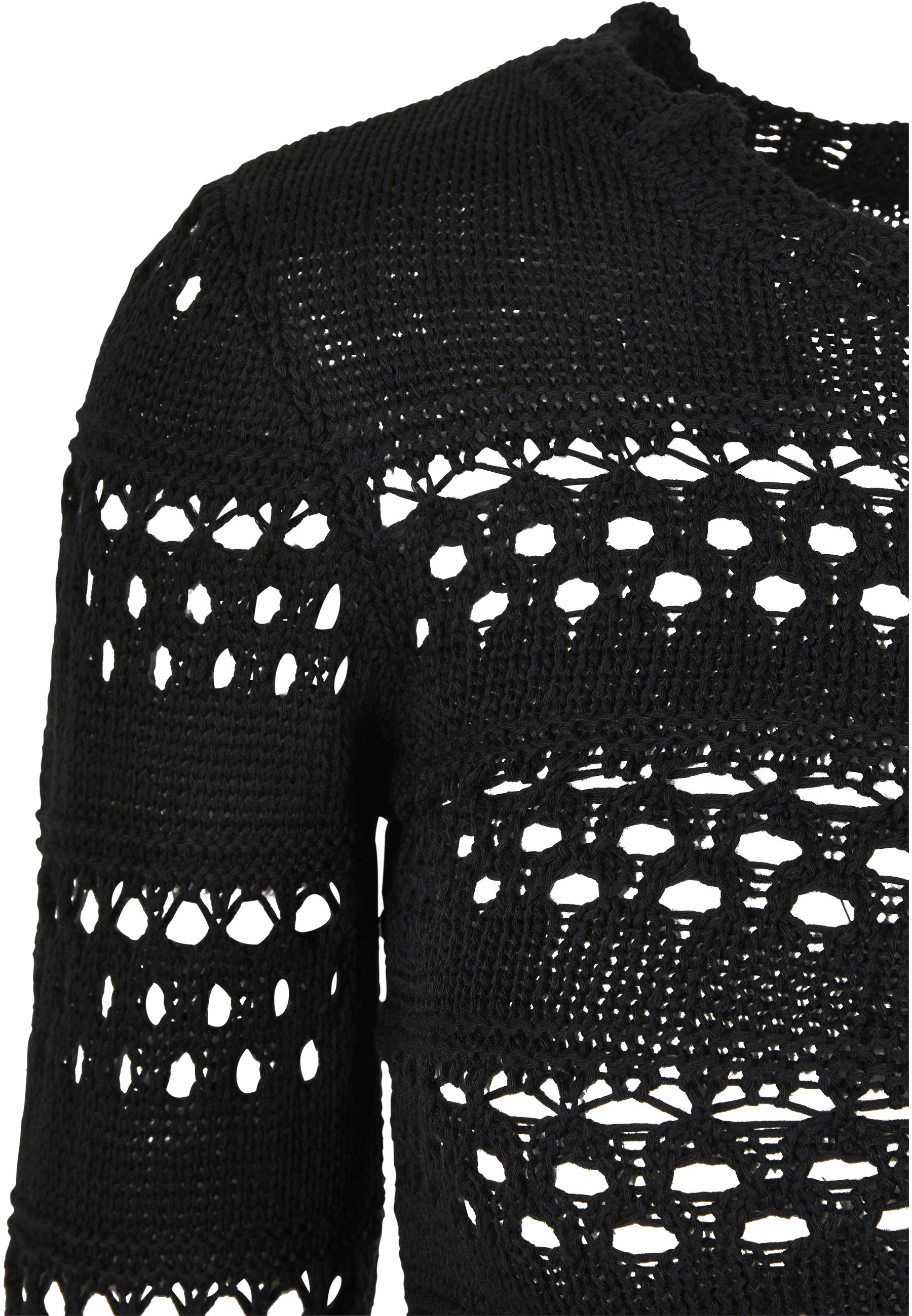 URBAN CLASSICS Rundhalspullover »Urban Classics Damen Ladies Cropped Crochet Knit Sweater« 1 Stk.