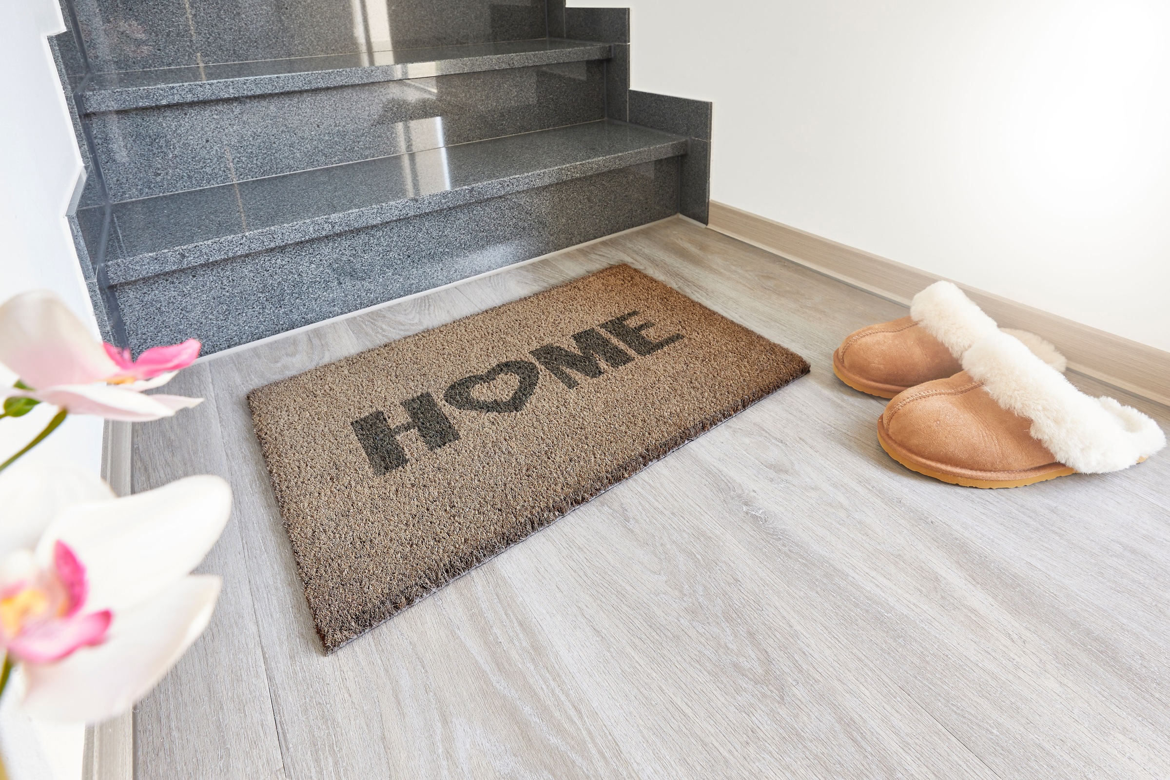 Andiamo Fußmatte »Kokos Home Heart«, rechteckig, 15 mm Höhe, Schmutzfangmatte, Kokosmatte, mit Spruch, In- und Outdoor geeignet