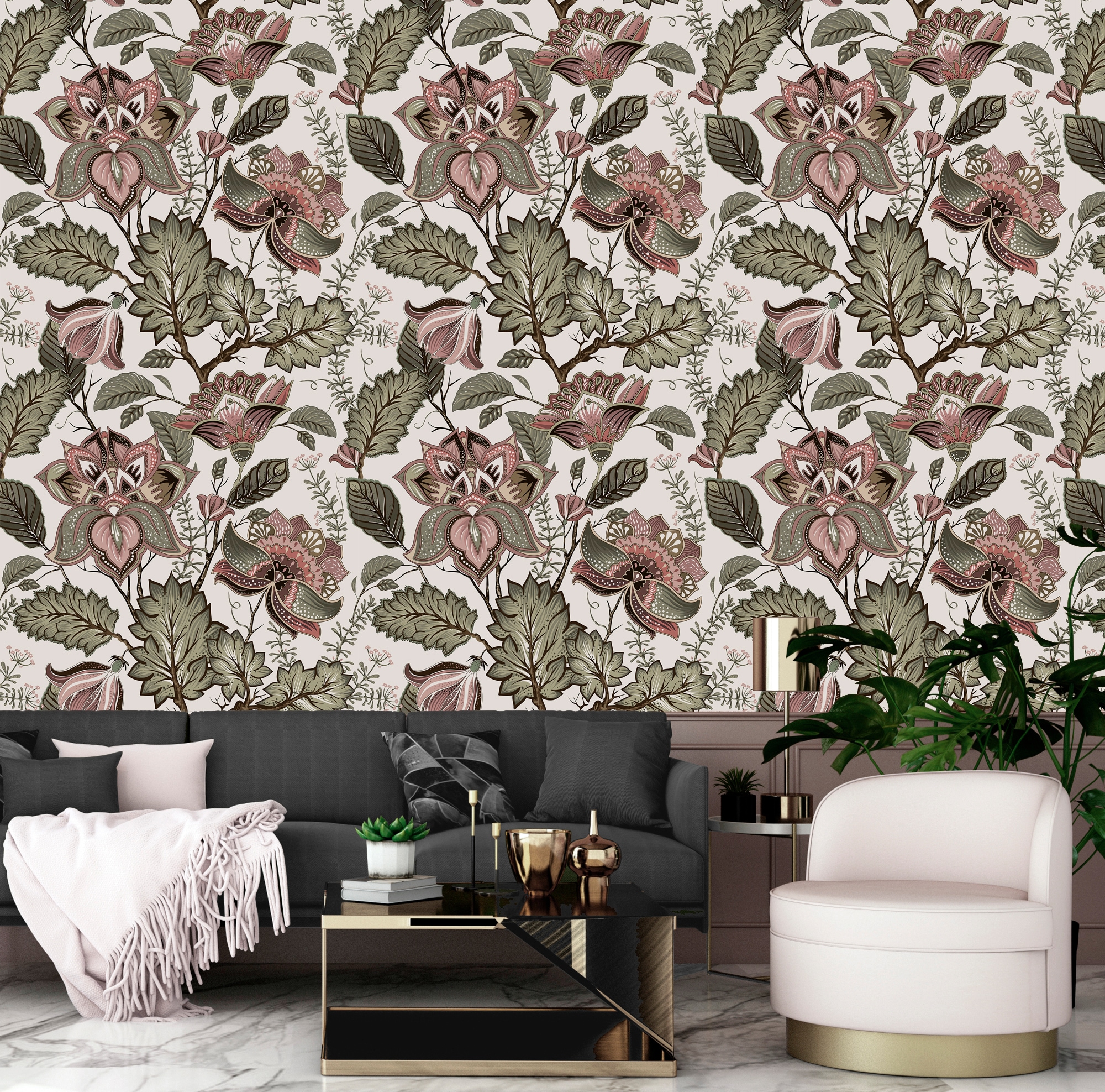 queence Vinyltapete »Kayla« Motiv | bedruckt | botanisch | geblümt | gemustert | natürlich glatt 90x250cm, selbstklebend, kinderleichte Anbringung, , Sticker