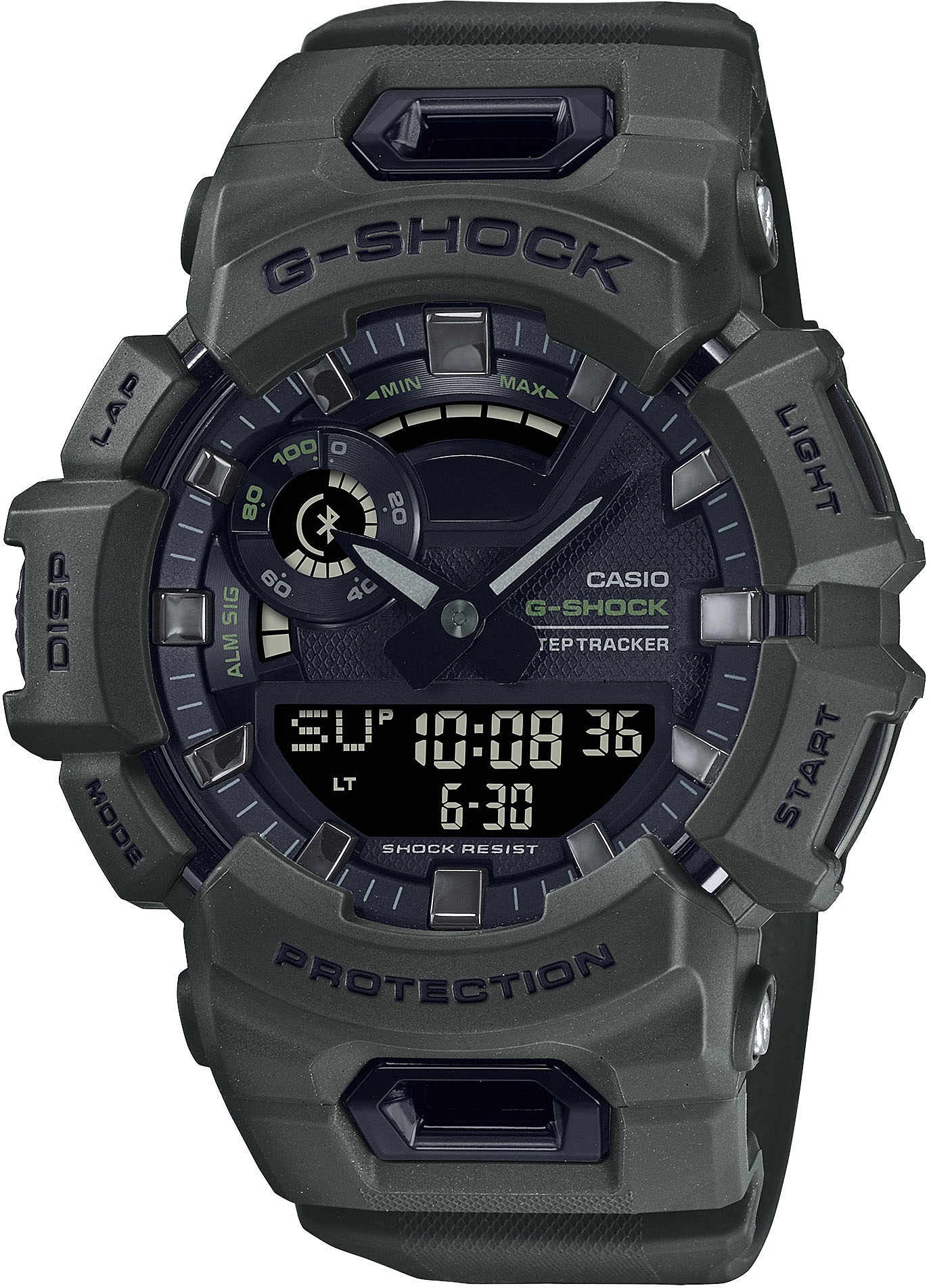 CASIO G-SHOCK Herren Smartwatch "GBA-900-1AER", grün, Smartwatches, Armbanduhr,Herren,Bluetooth,Schrittzähler,digital, bis 20bar wasserd.