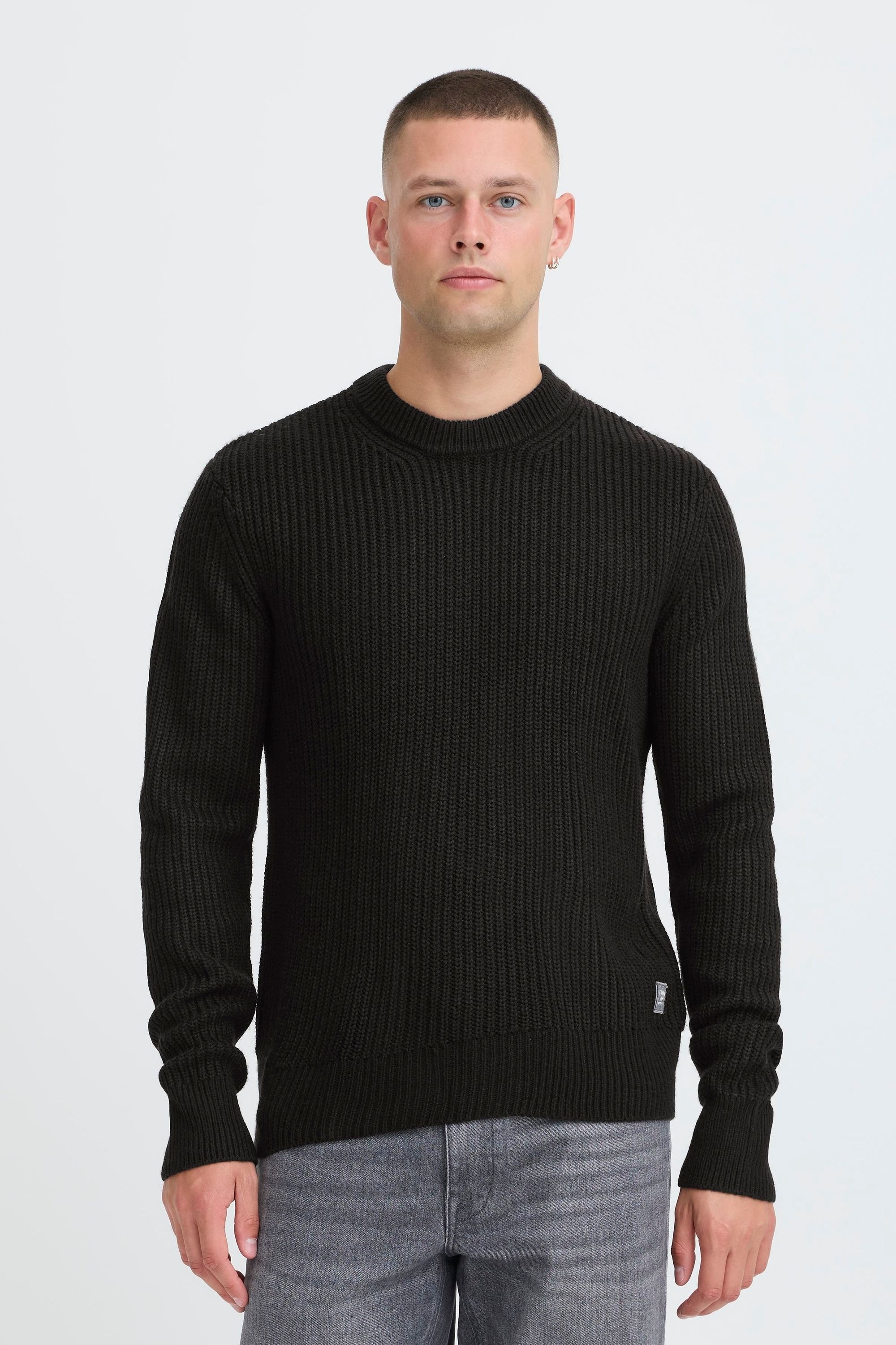 Strickpullover BLEND "BHRibi", Herren, Gr. M, schwarz, Grobstrick, 100% Polyacryl, unifarben, normal normal, Rundhals, Pullover Strickpullover, Klassischer Grobstrickpullover 4