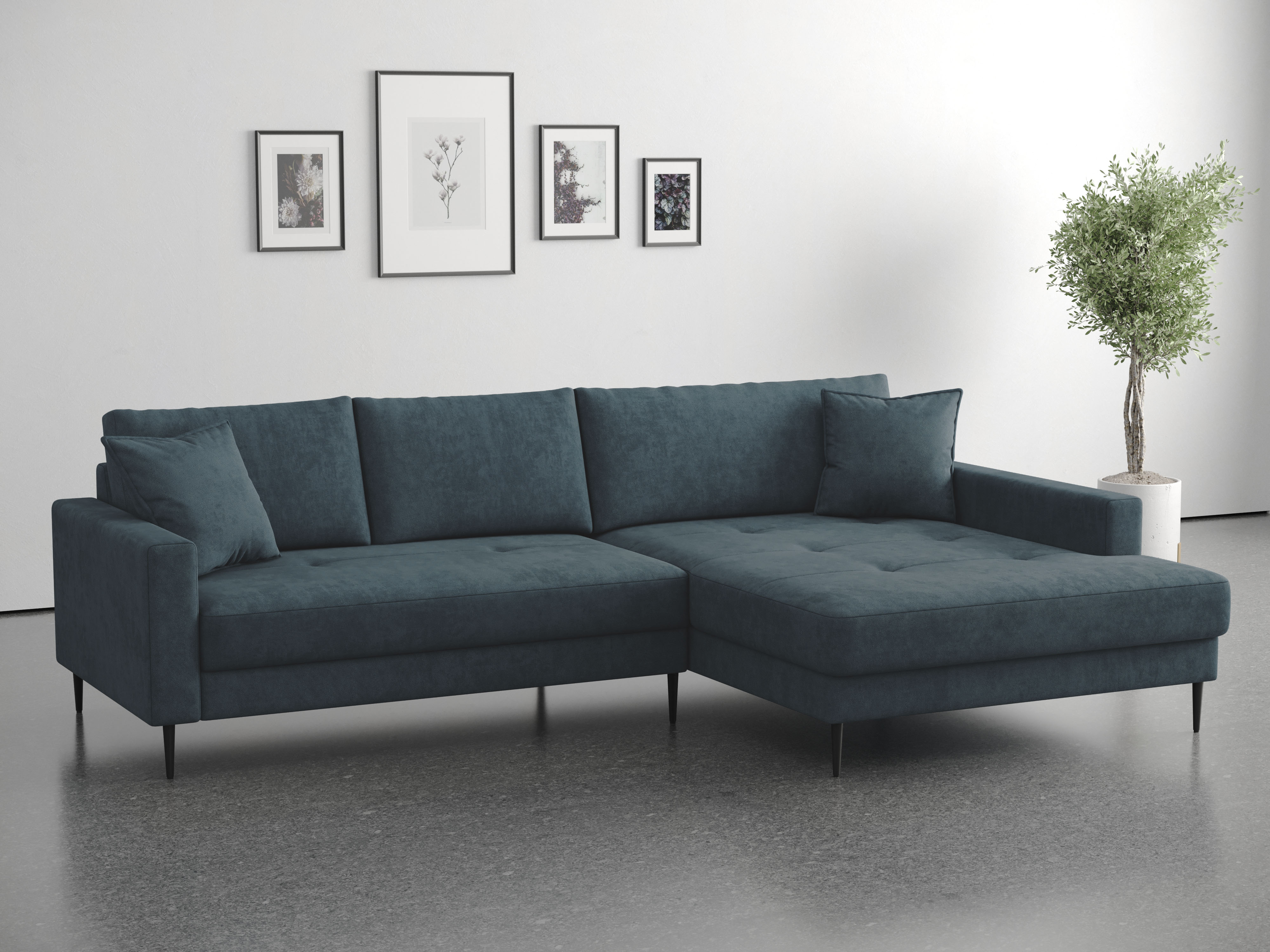 OTTO home Ecksofa "Summer L-Form, B: 280cm, in Cord & Struktur" wahlweise mit Kopfstützen, schwarze Metallfüße