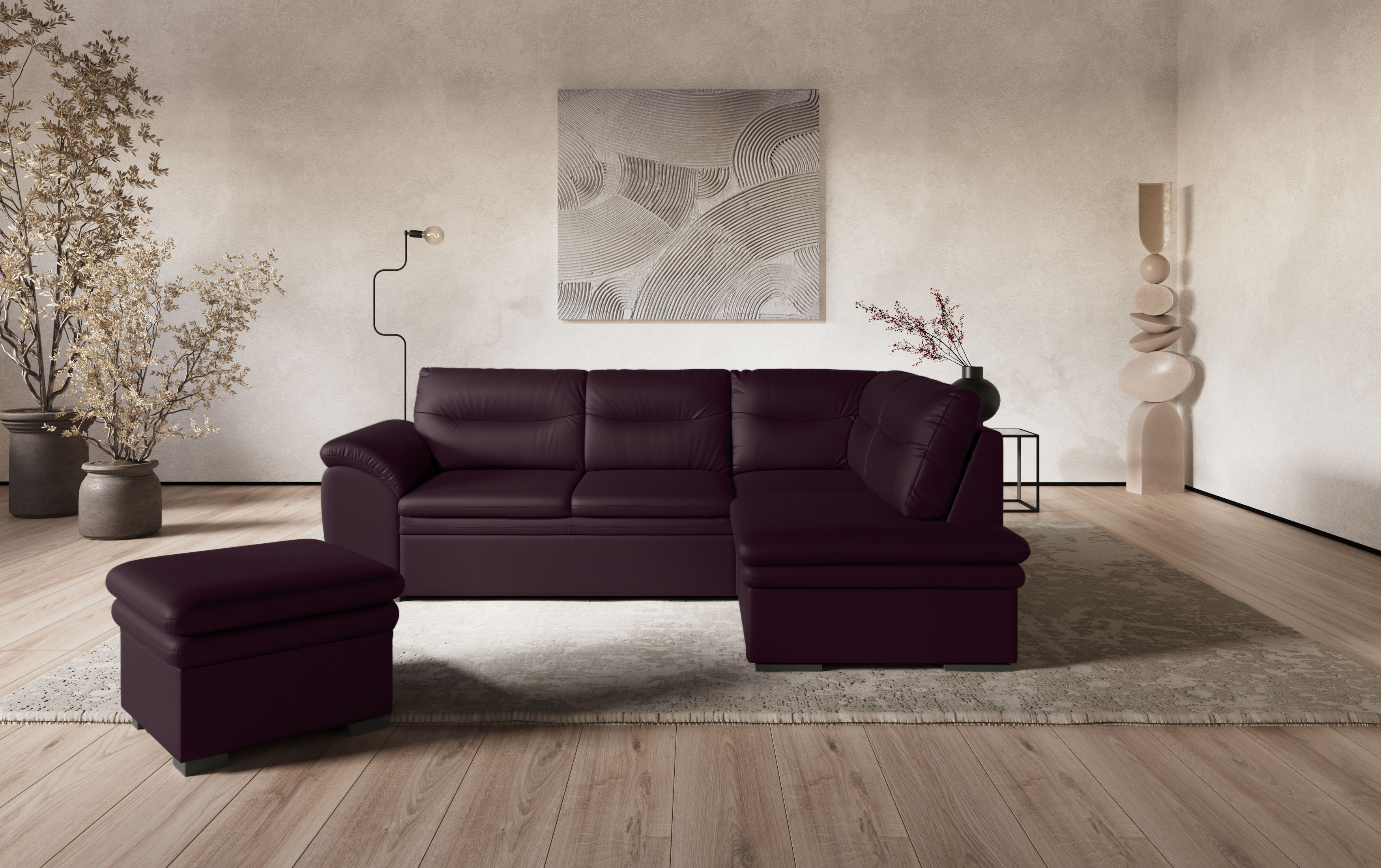COTTA Ecksofa "Leandra L-Form" wahlweise mit Schlaffunktion & Bettkasten