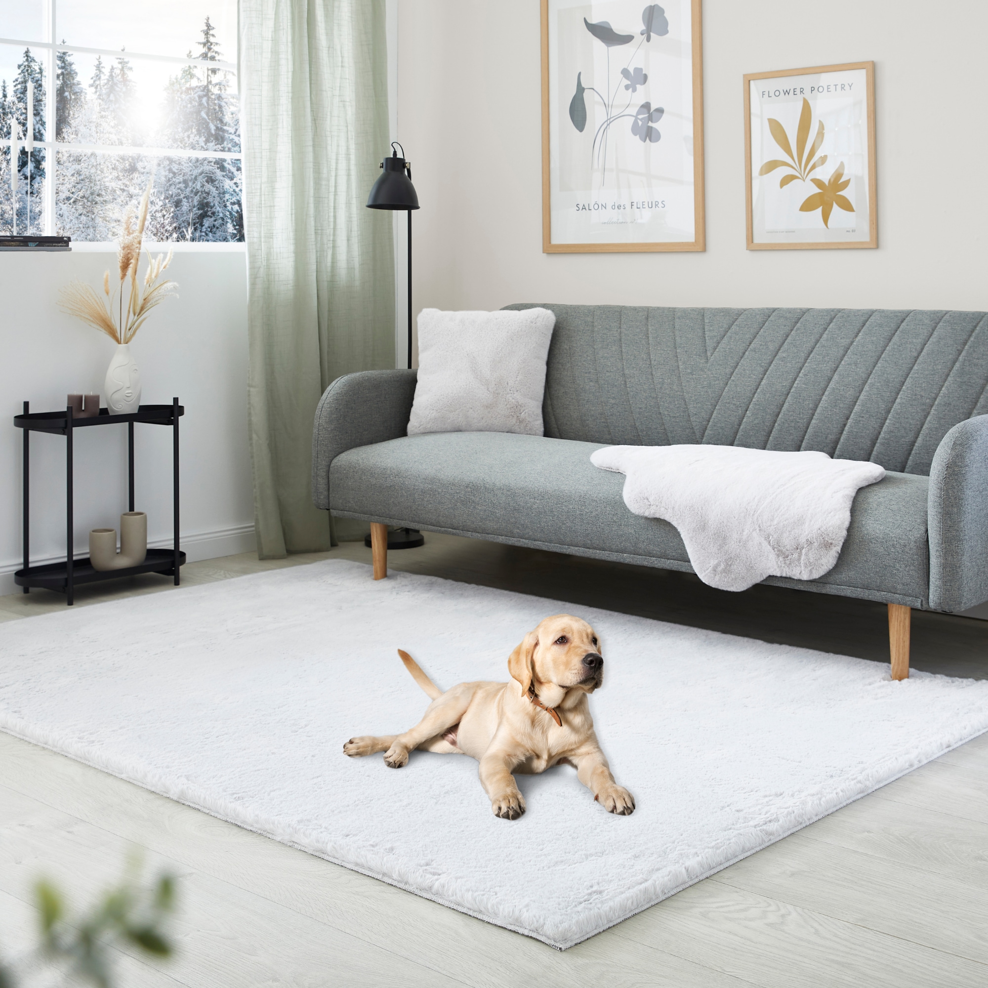 OTTO home Hochflor-Teppich "Lugano" rechteckig 30 mm Höhe Kunstfell, Uni Farben, sehr weich & kuschelig