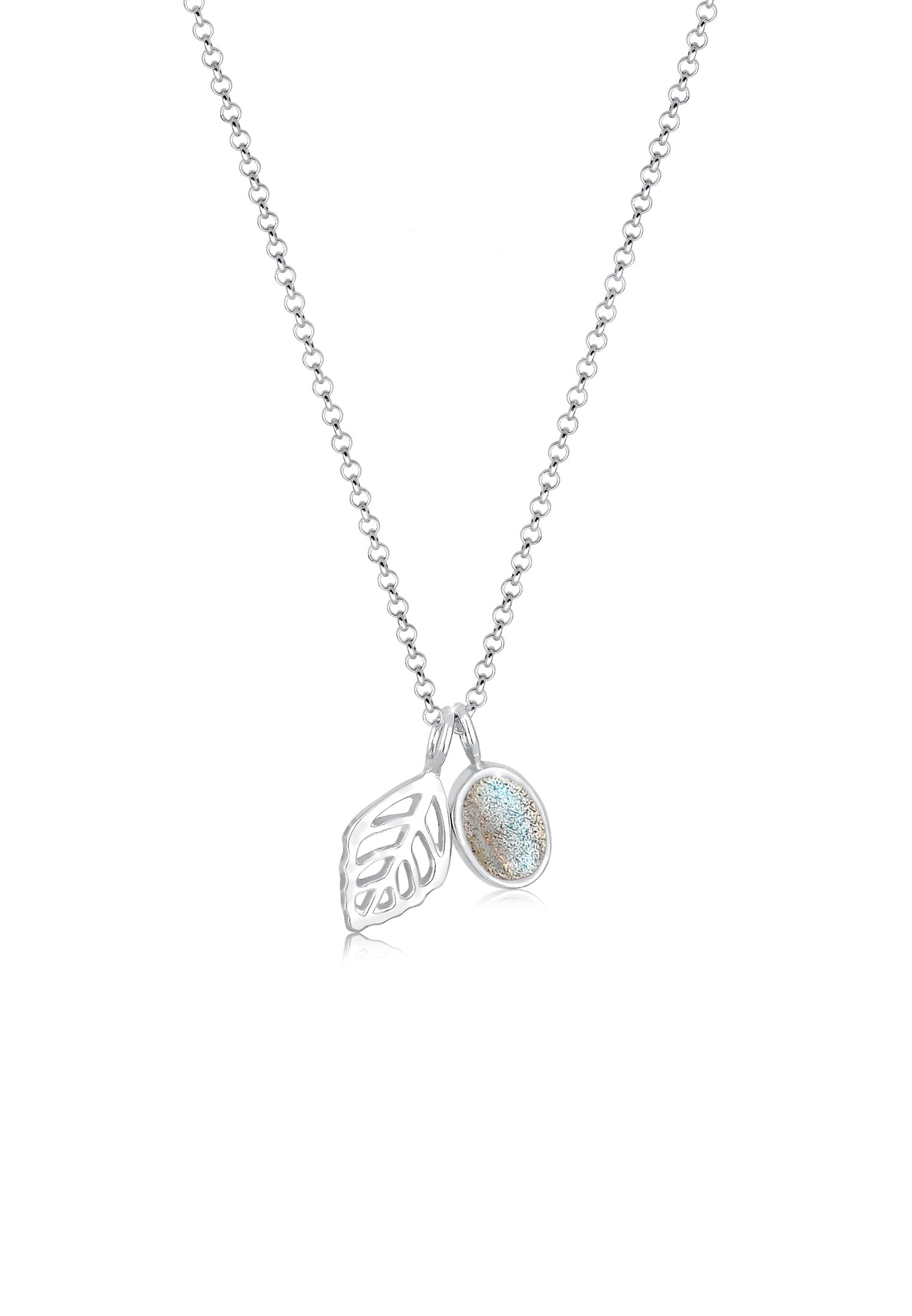 Elli Collierkettchen »Erbskette Blatt und Labradorit Edelstein Silber«
