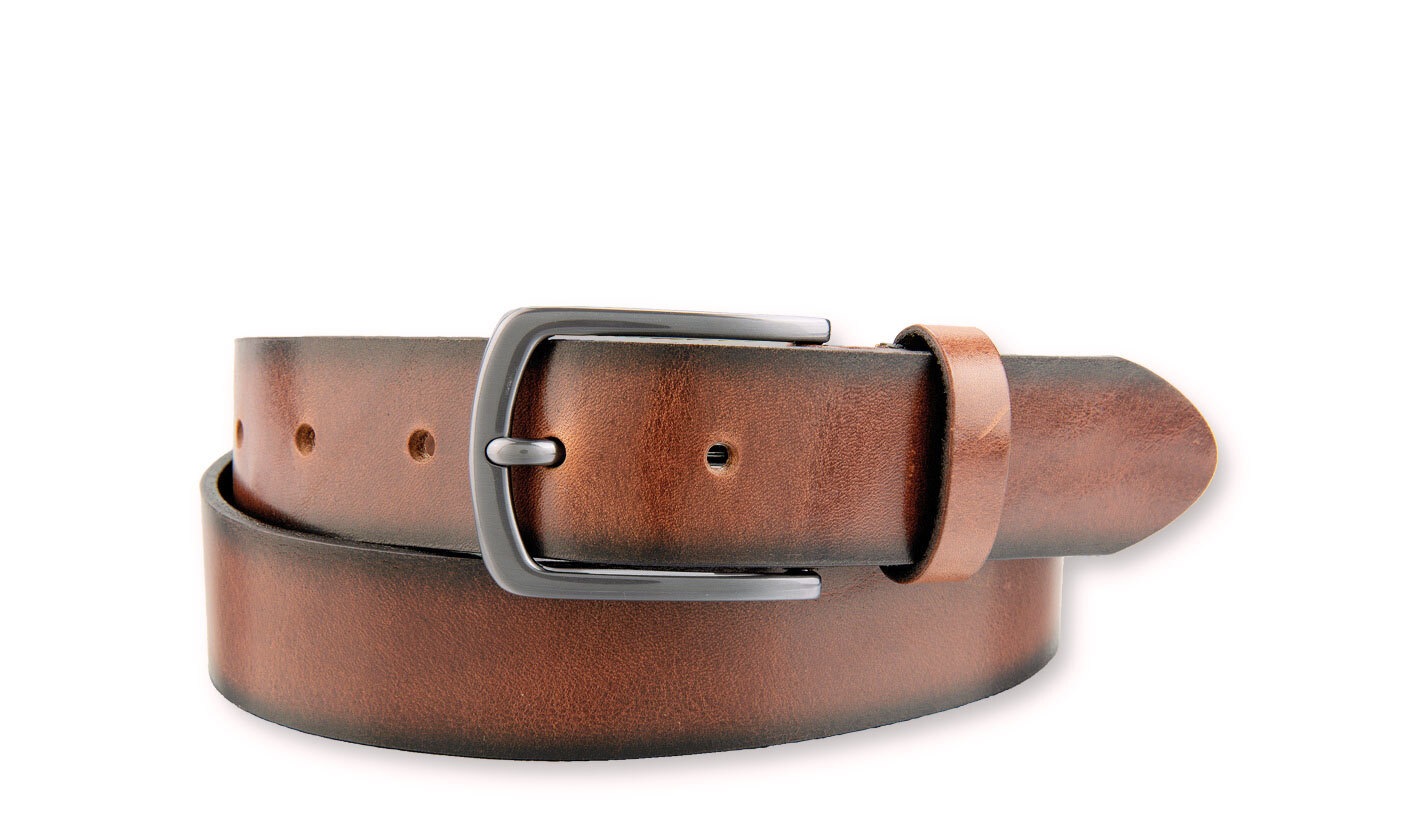 BERND GÖTZ Herren Ledergürtel "Ledergürtel aus Vollrind mit Glanz und Schattenkante"cognac, Gr. 105, Rindsleder, Gürtel