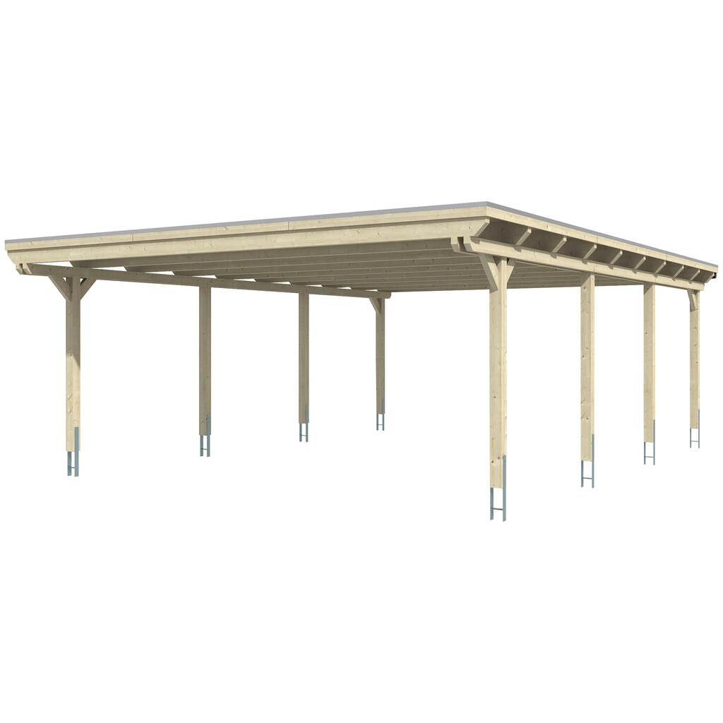 Skanholz Doppelcarport »Emsland«, Leimholz-Nordisches Fichtenholz, 550 cm, hellbraun