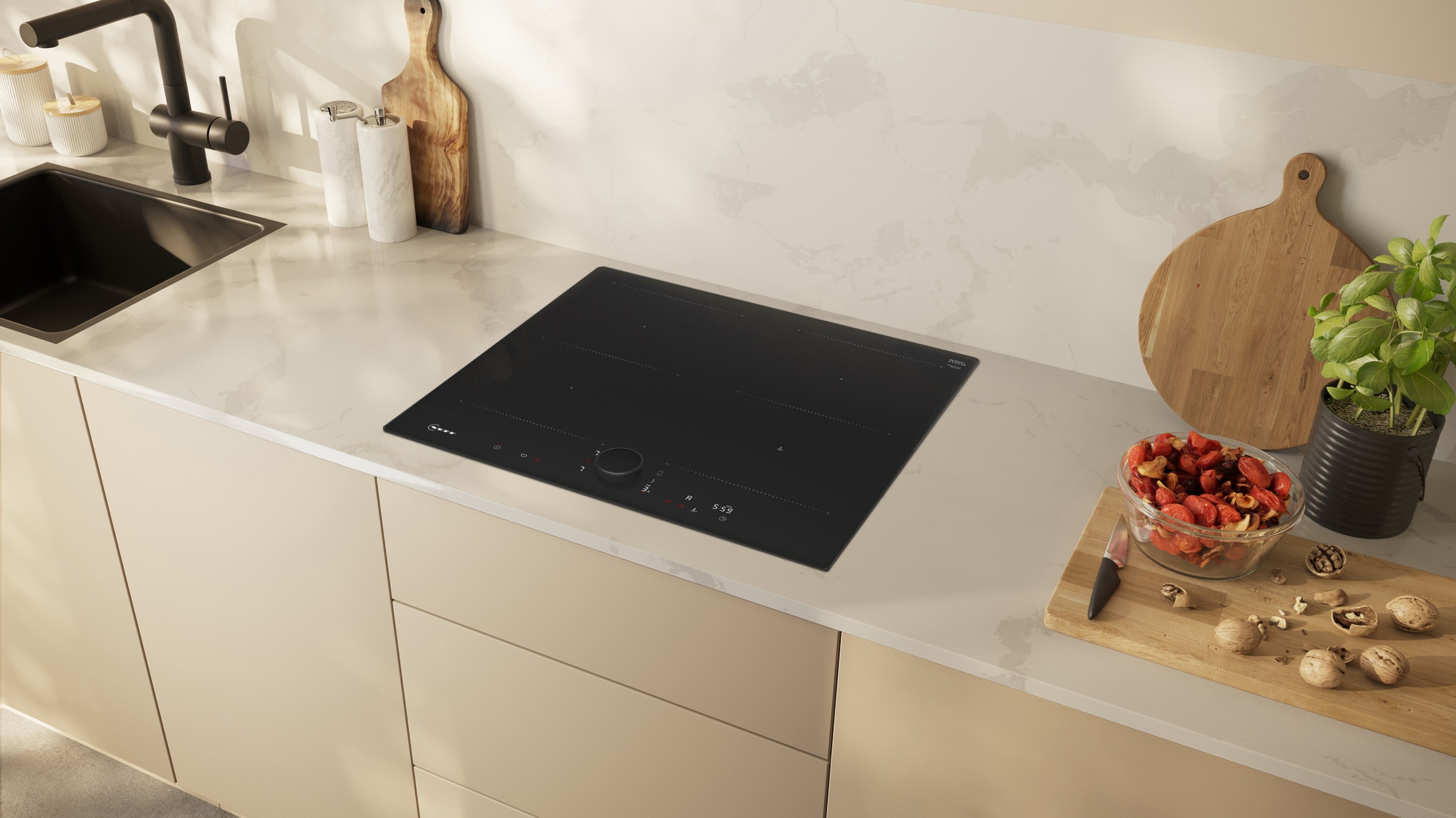 NEFF Induktions-Kochfeld »T56NUQ4A0« Induktionskochfeld im Matt Black Design mit Twist Pad® Steuerung.