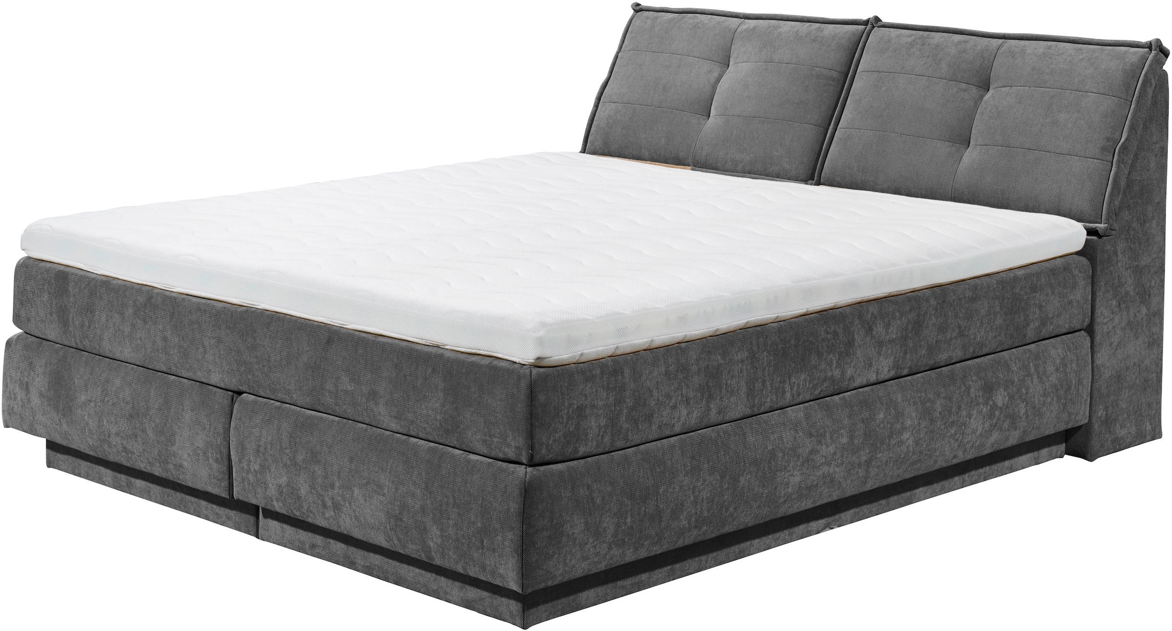 ED EXCITING DESIGN Boxspringbett »Tofino 180x200 mit Duo Matratze« 6 cm Gelkomfort-Topper, H3/H4, Bettkasten & Kopfteil-Stauraum
