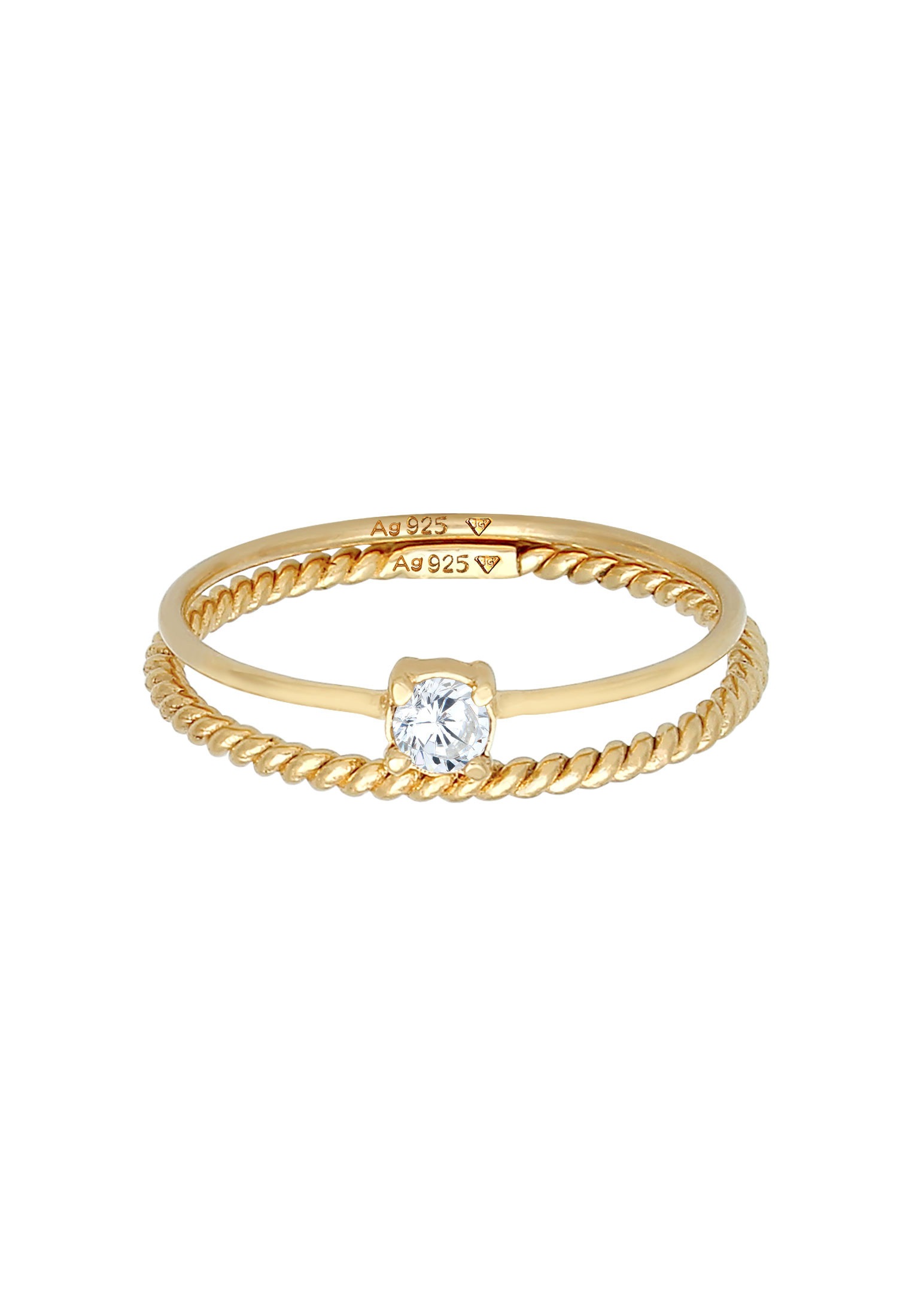 Elli Solitärring »Zirkonia Gedreht Twisted Set (2 tlg) 925 Silber«