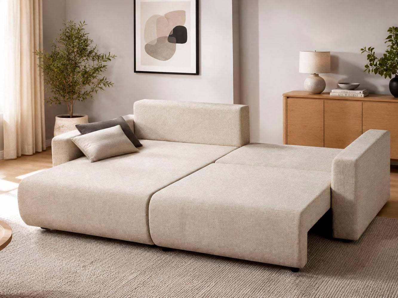 OTTO home Ecksofa »TILLIE L-Form, 229 cm - OTTO. Verlässliche Qualität.« Schlaffunktion (132/194), Bettkasten, Struktur-Bezug