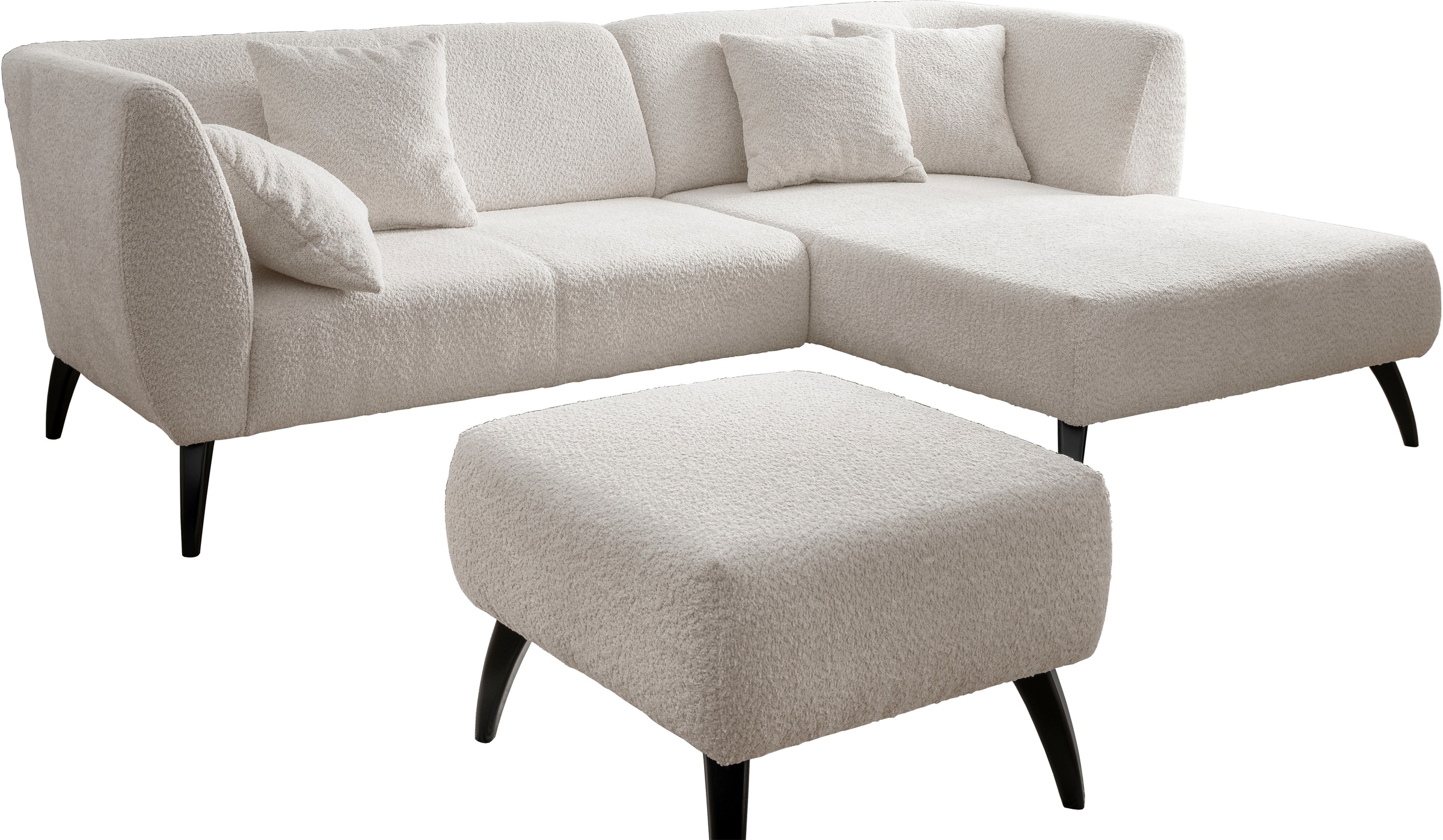 INOSIGN Ecksofa "Colori L-Form", Holzfußfarbe wählbar, inkl. 4x Zierkissen günstig online kaufen