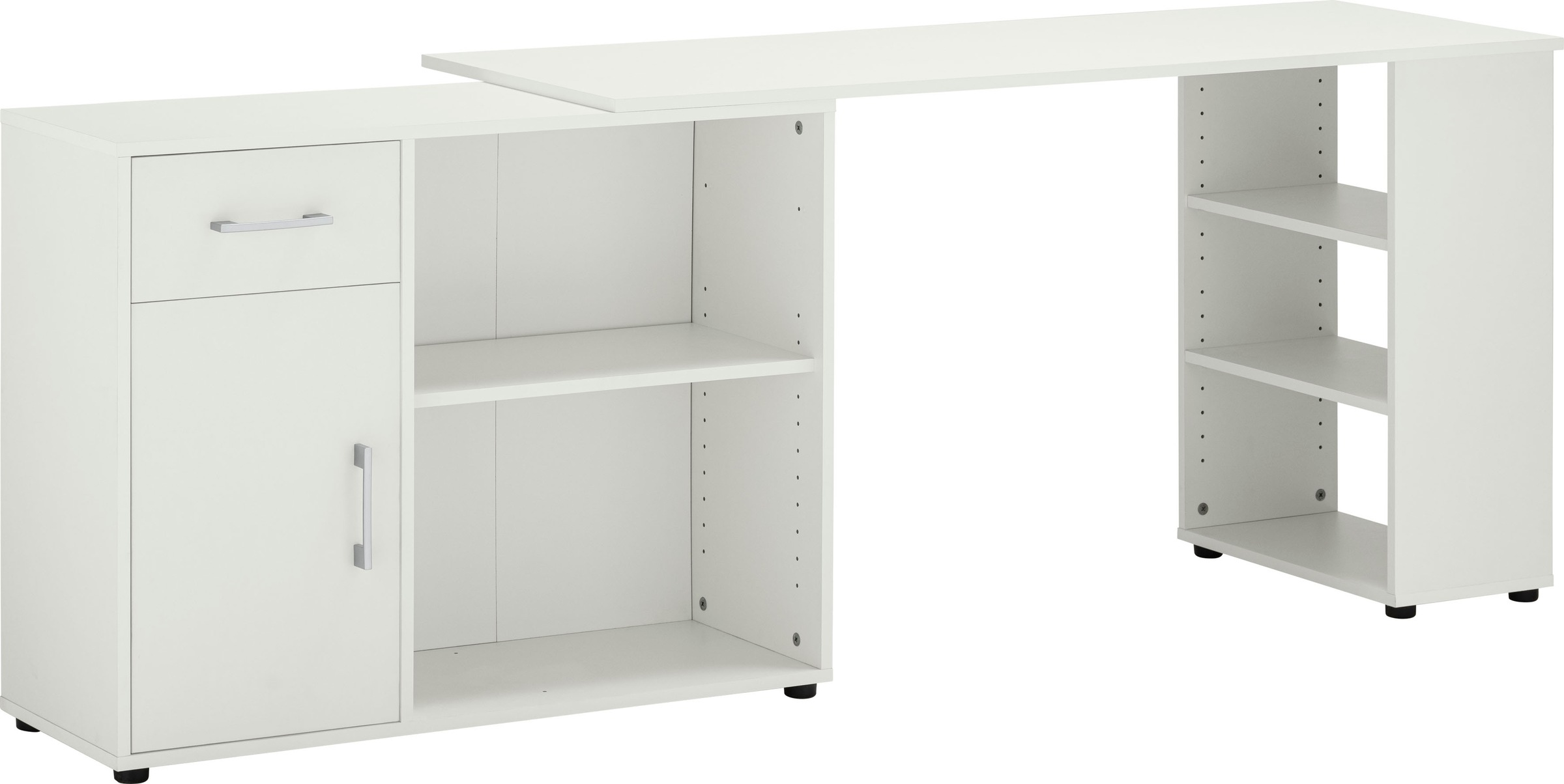 Eckschreibtisch VOGL MÖBELFABRIK "Ecki", weiß (weiß, weiß, weiß), B:137cm H:72cm T:137cm, Tische, Eckschreibtisch 3