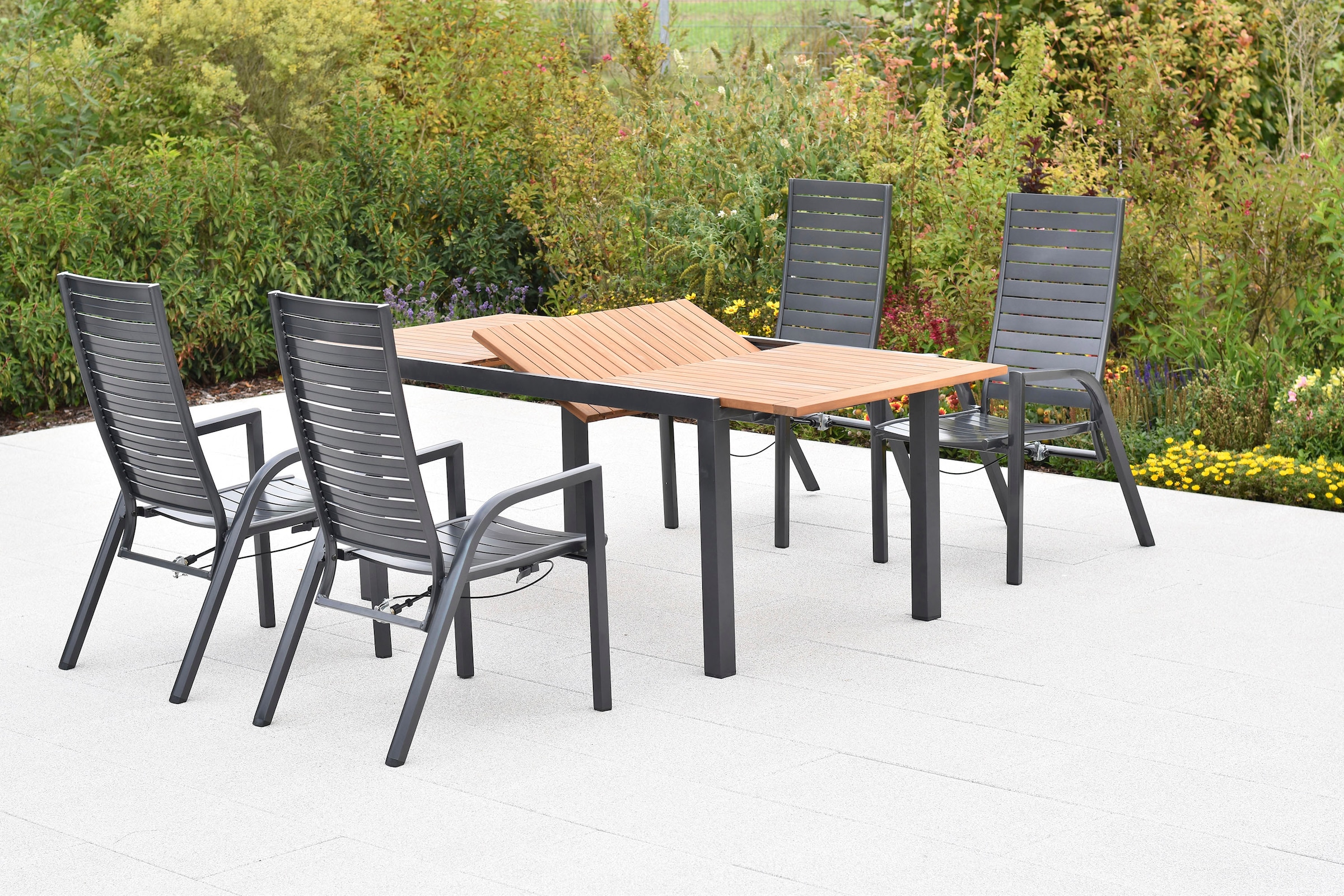 MERXX Garten-Essgruppe »»Siros«« Set, 5 Stk. tlg. Rückenlehne verstellbar durch Gasdruckfeder