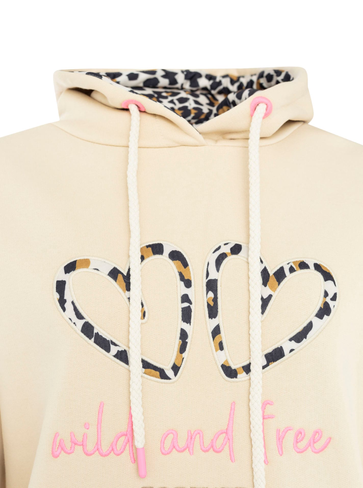 Zwillingsherz Hoodie »"FOREVER wild"«, zwei gestickte Herzmotive, Leo-Design, Kapuze, Kängurutasche

