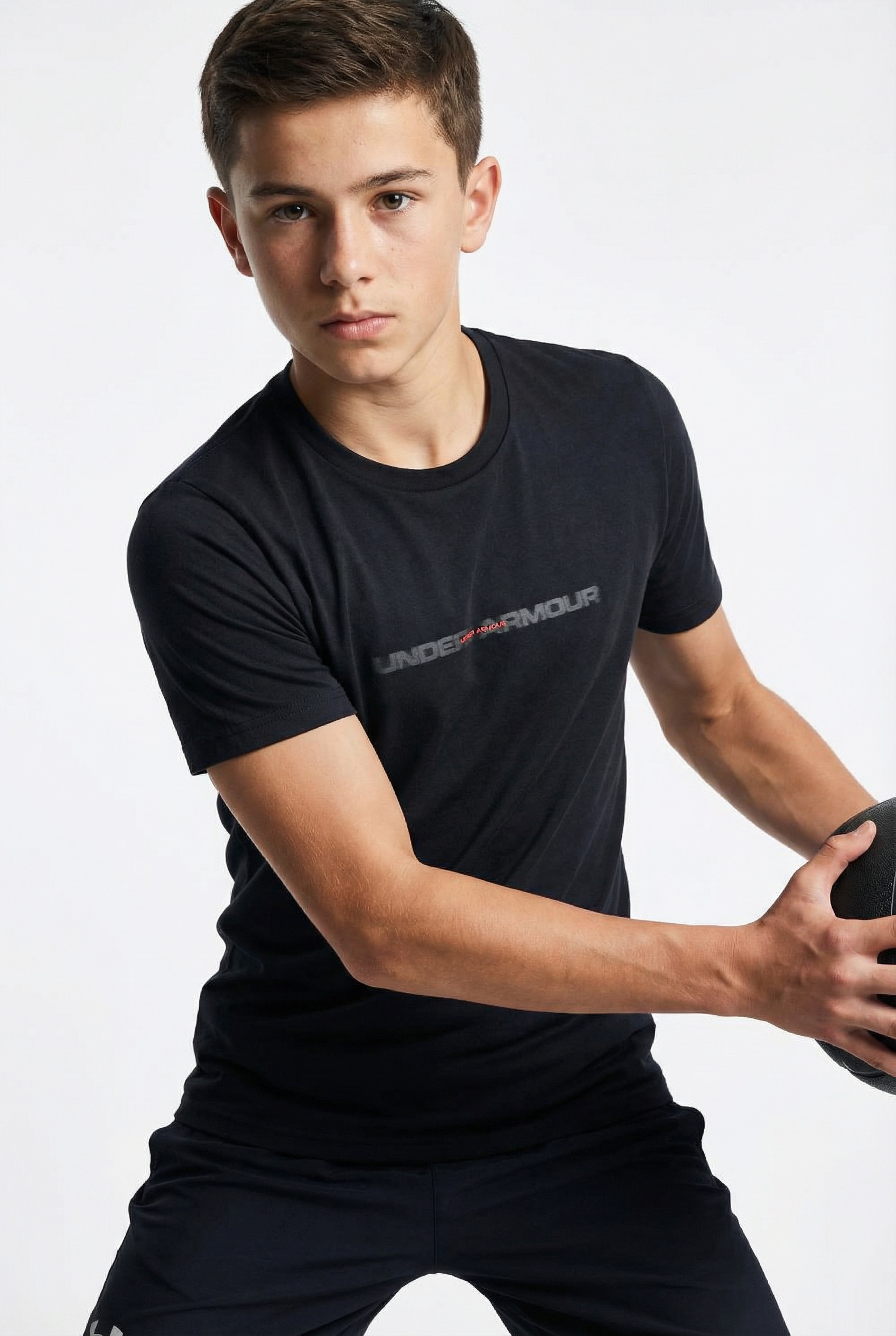 Funktionsshirt UNDER ARMOUR "UA B WM BLUR SS", Jungen, Gr. XL, schwarz,, rot, Obermaterial: 60% Baumwolle, 40% Polyester, Shirts Funktionsshirt, für vielseitige Aktivitäten, sportlicher Stil, gerippter Kragen
