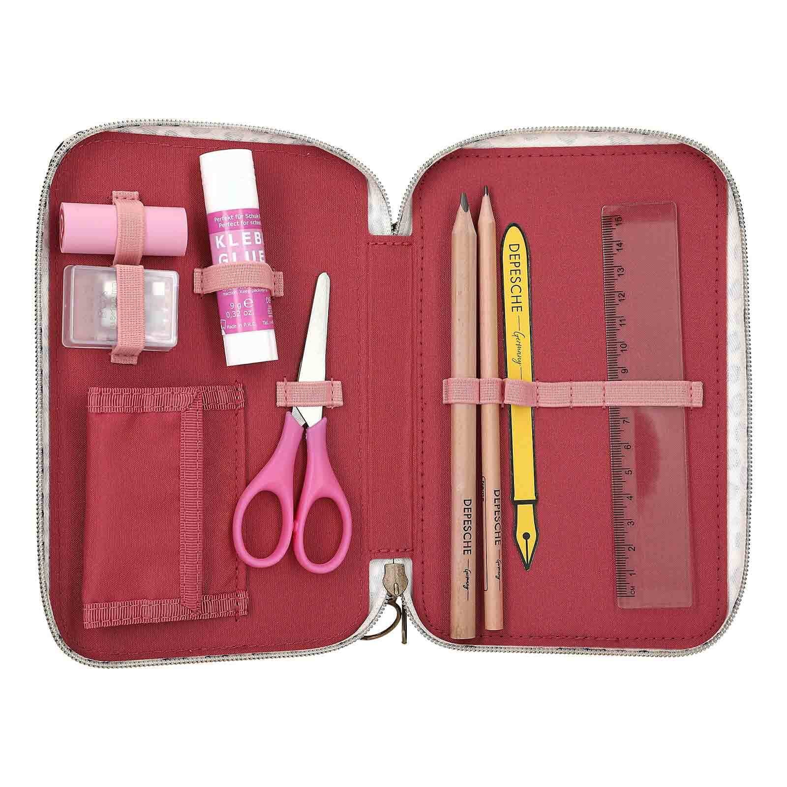 Depesche Buntstift »3-Fach Federtasche LEOHEART mit Schleifen TOPModel 7,5 x 13 x 20 cm rosa«