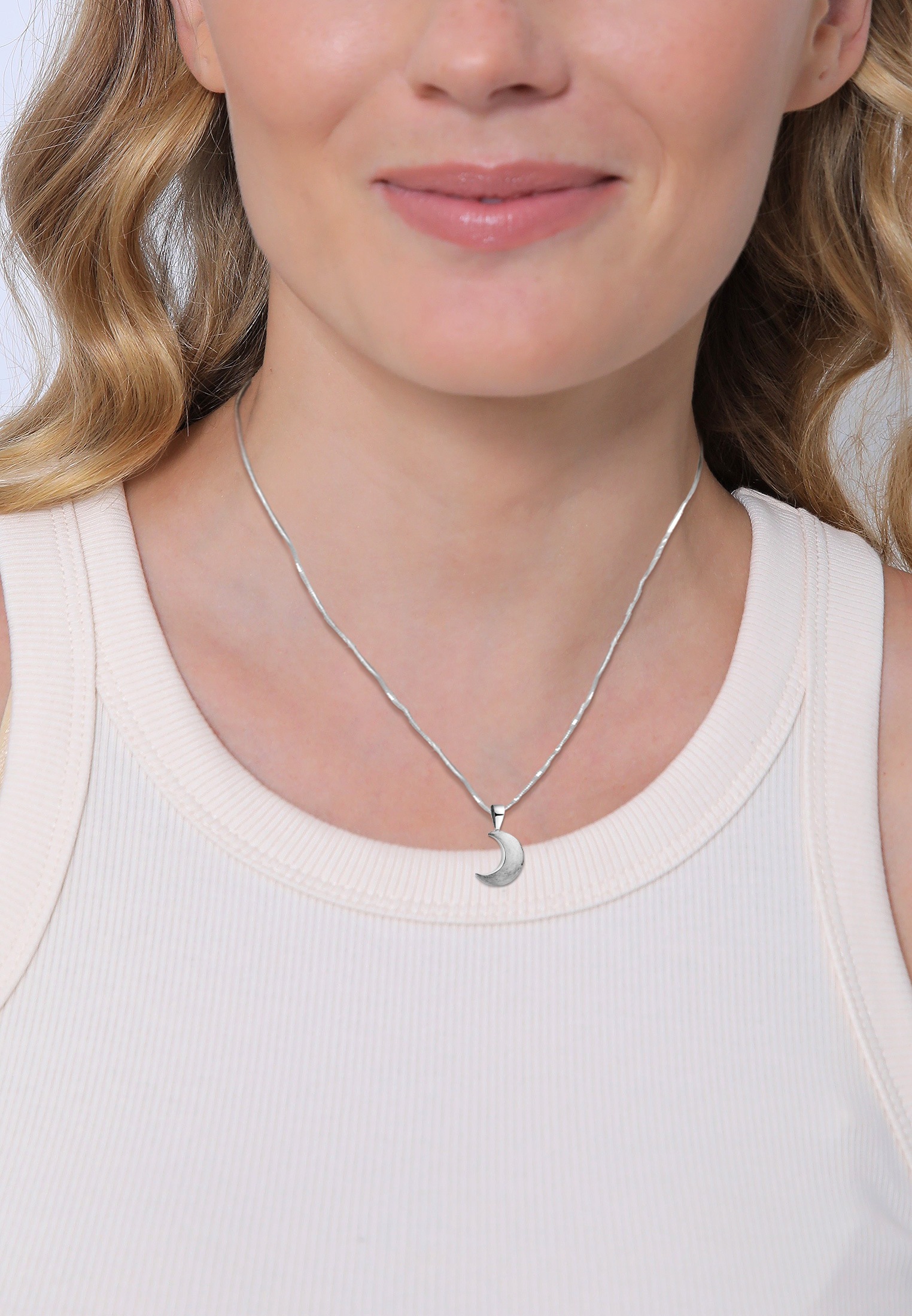 Nenalina Kettenanhänger »Halbmond Moon Astro Basic Trend 925 Silber«