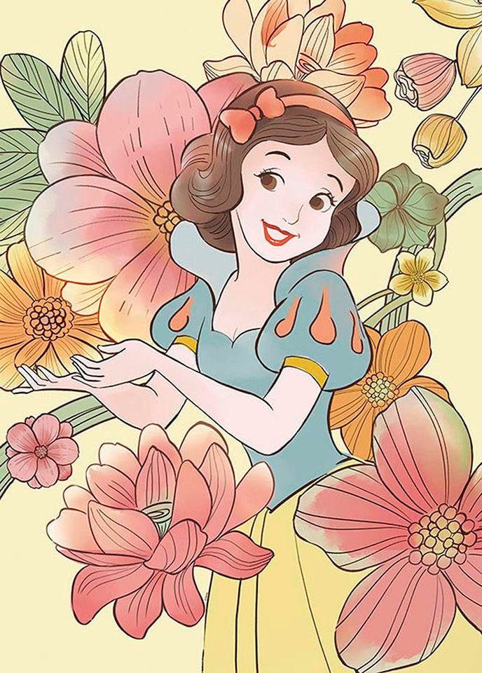 Komar Poster "Snow White Flowers", Disney, (1 St.), Kinderzimmer, Schlafzimmer, Wohnzimmer