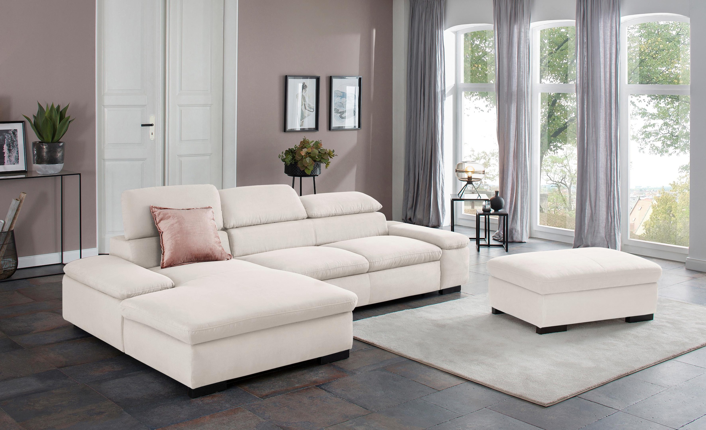 Home affaire Ecksofa »Alberto L-Form«, mit Kopfteilverstellung, wahlweise mit Bettfunktion