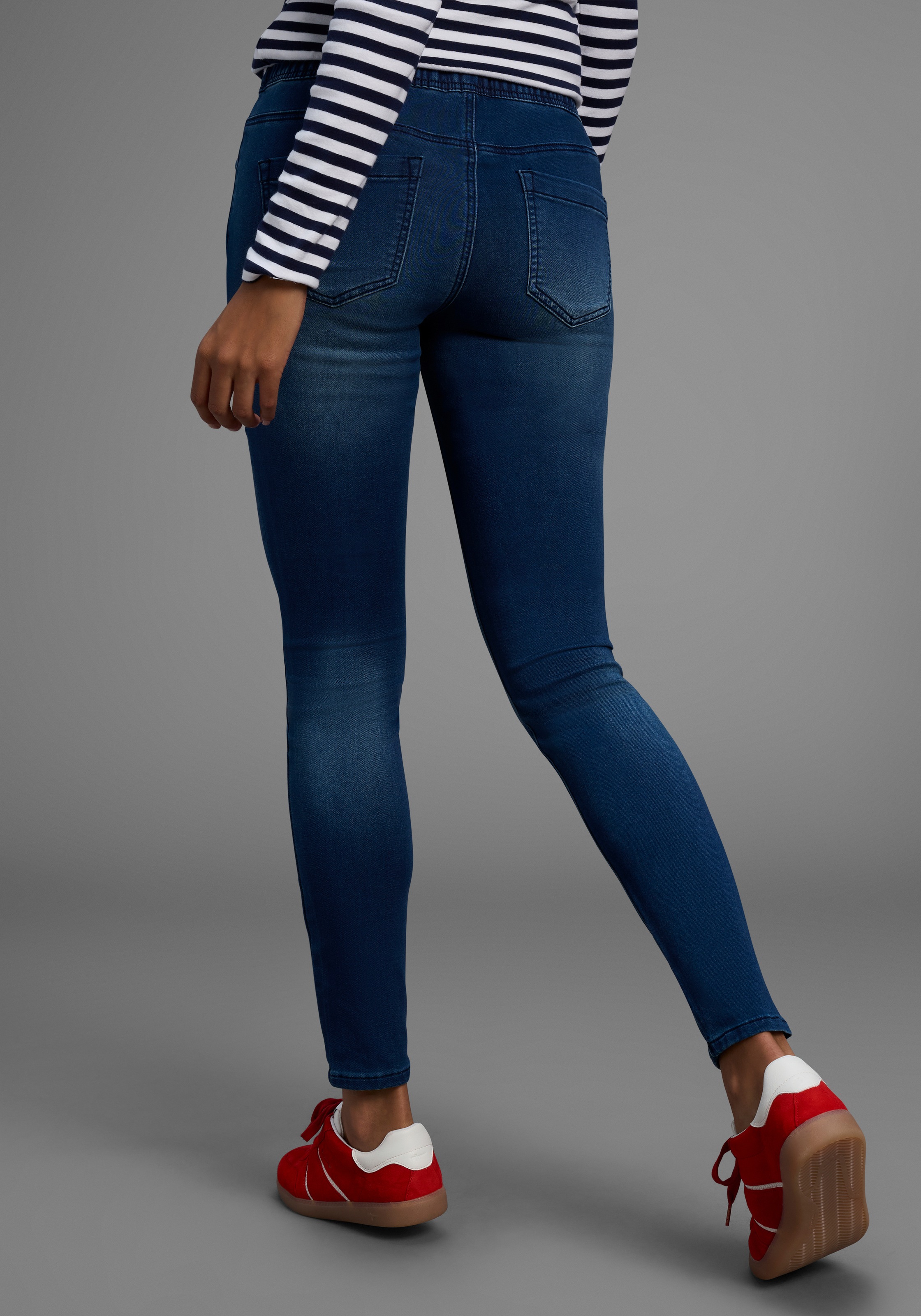 Arizona Stretch-Jeans weites Bein, normale Leibhöhe, knöchellang, mit Used- günstig online kaufen