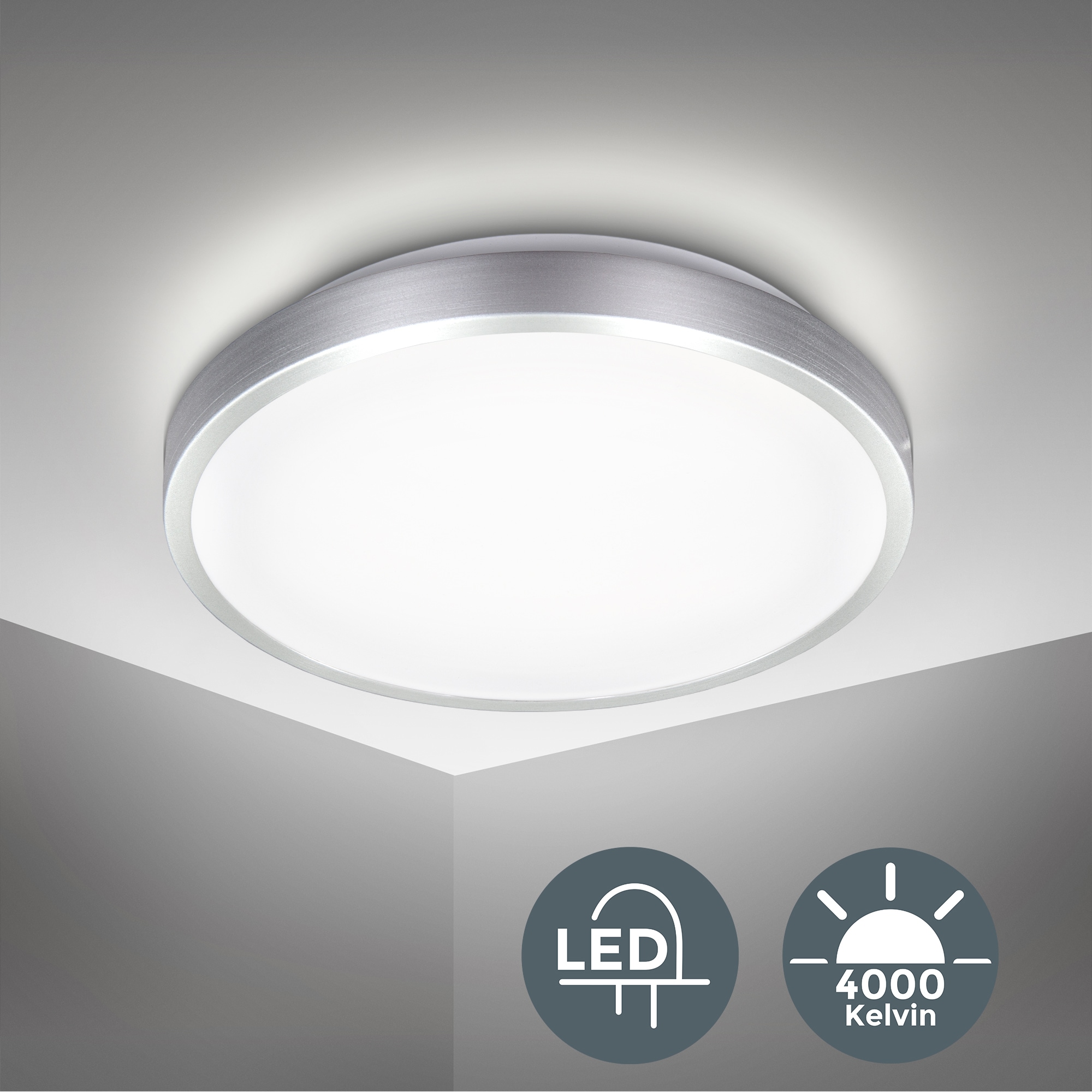 B.K.Licht LED Deckenleuchte, 1 flammig-flammig, LED Deckenlampe Titan Optik  inkl. 15W 1500 Lumen LED-Modul IP20 Ø29cm | BAUR