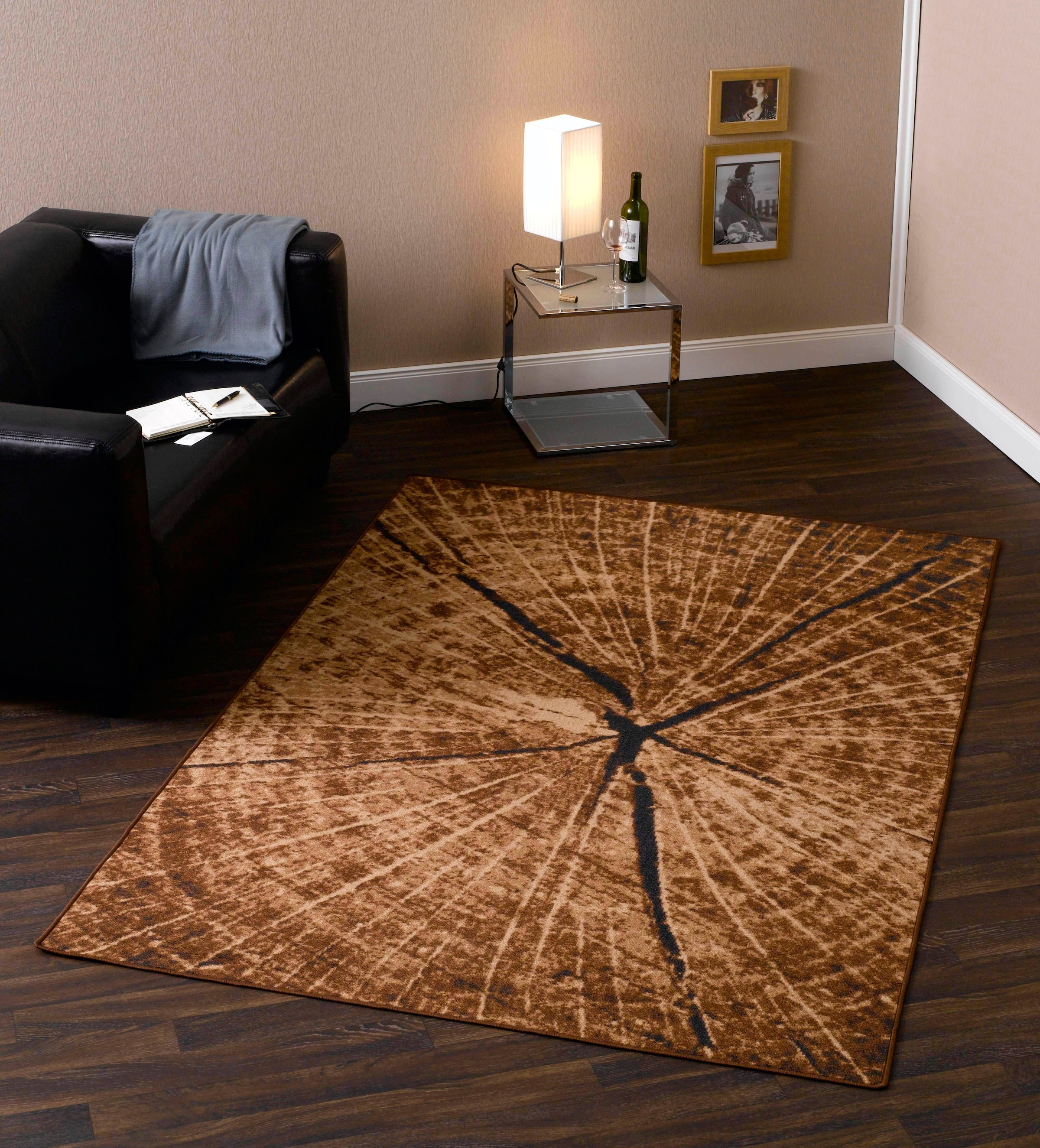 HANSE Home Teppich »Baumstamm -Optik«, rechteckig, 9 mm Höhe, Holz Optik, Natur, Rutschfest, Wohnzimmer, Schlafzimmer, Esszimmer