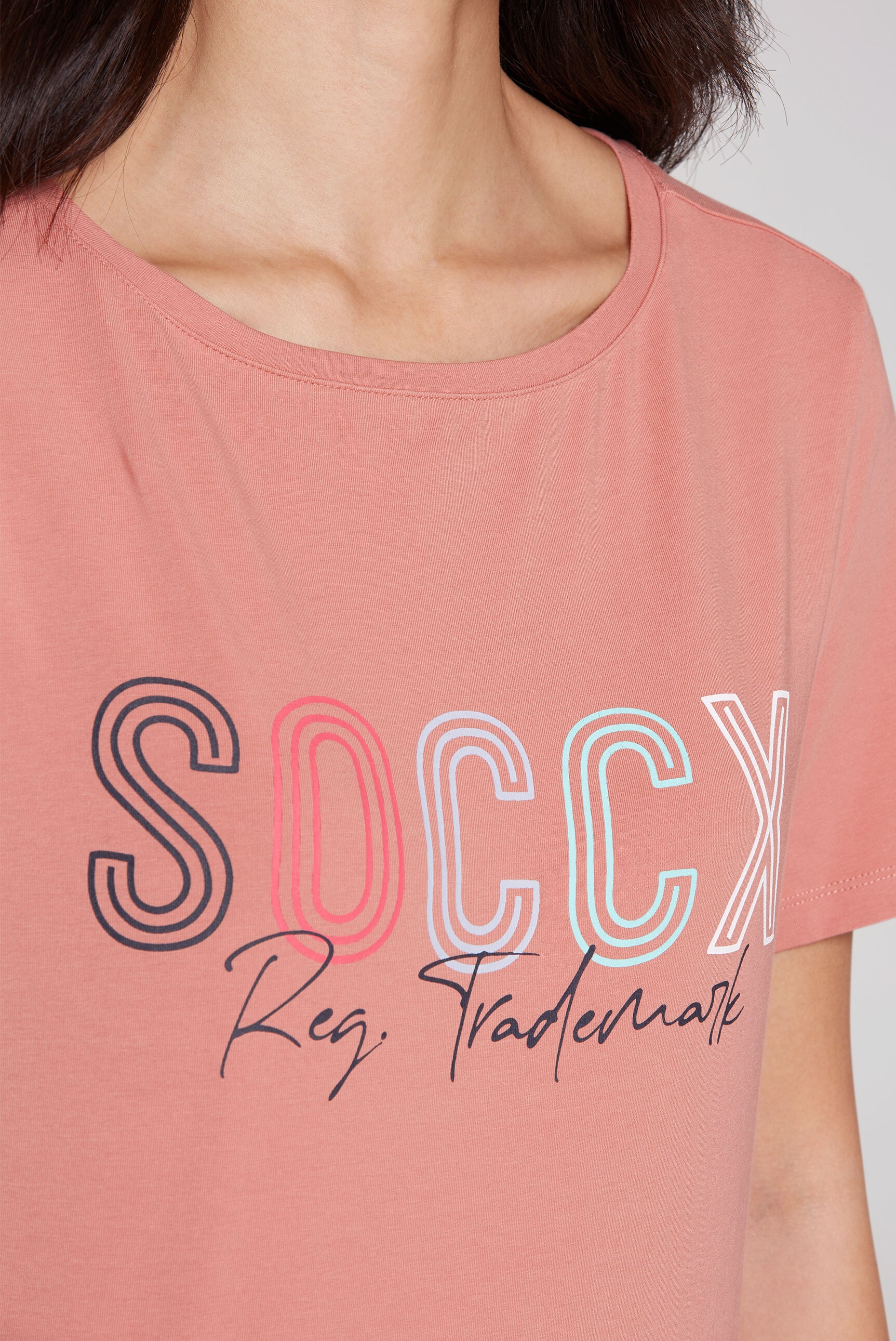 SOCCX Rundhalsshirt, mit U-Boot-Ausschnitt