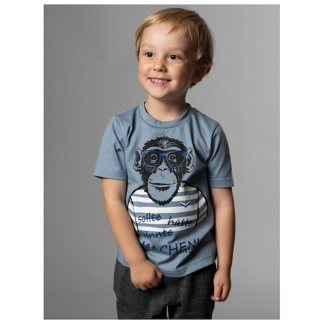 Hervorragende Qualität Trigema T-Shirt T-Shirt großem für BAUR Affen-Druckmotiv« | »TRIGEMA mit ▷
