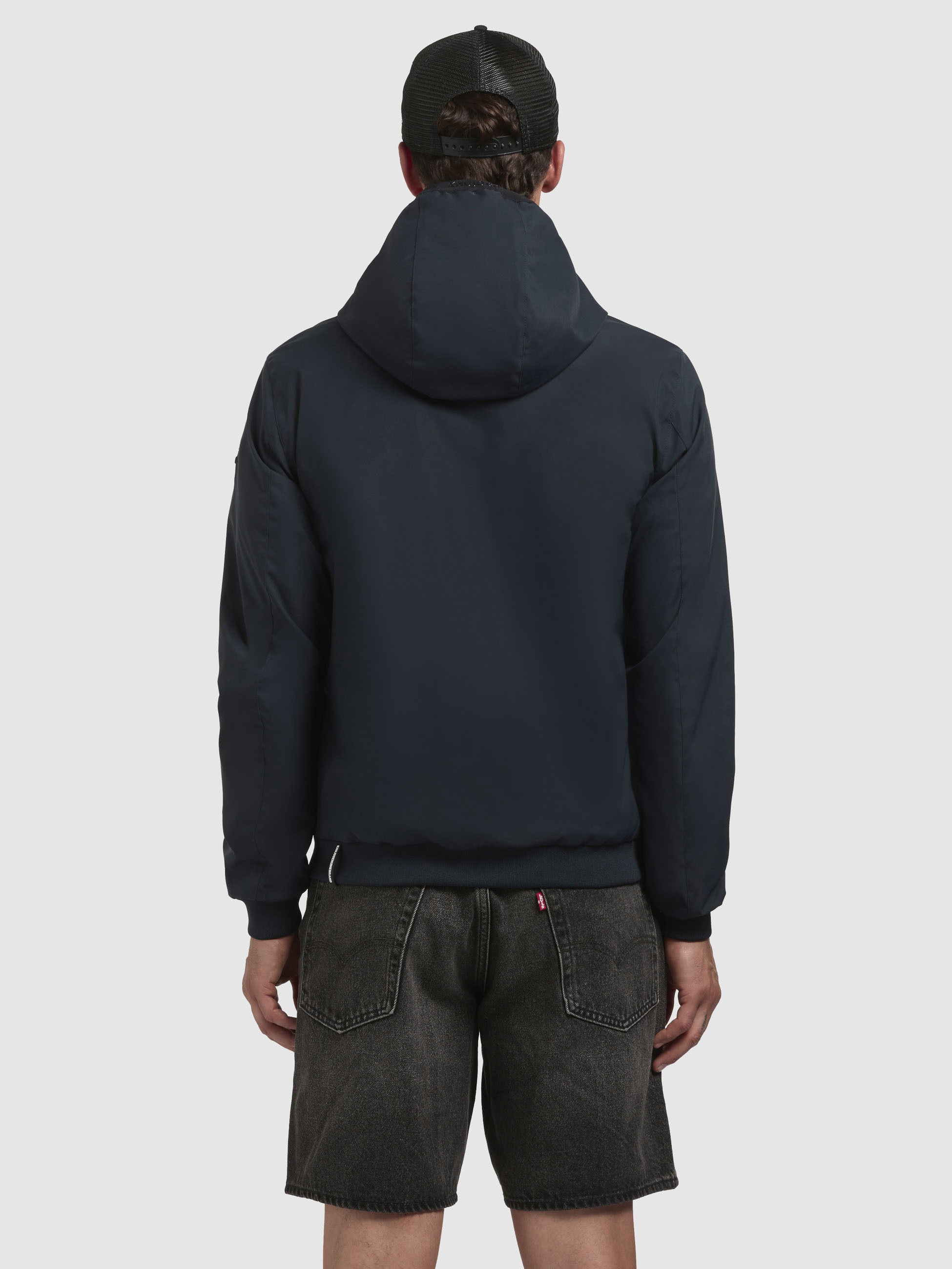 Anorak KHUJO "LARM", Herren, Gr. L, blau (dunkelblau), Web, 100% Polyester, unifarben, regular fit hüftlang, eingesetzt Rippbündchen, Jacken 3