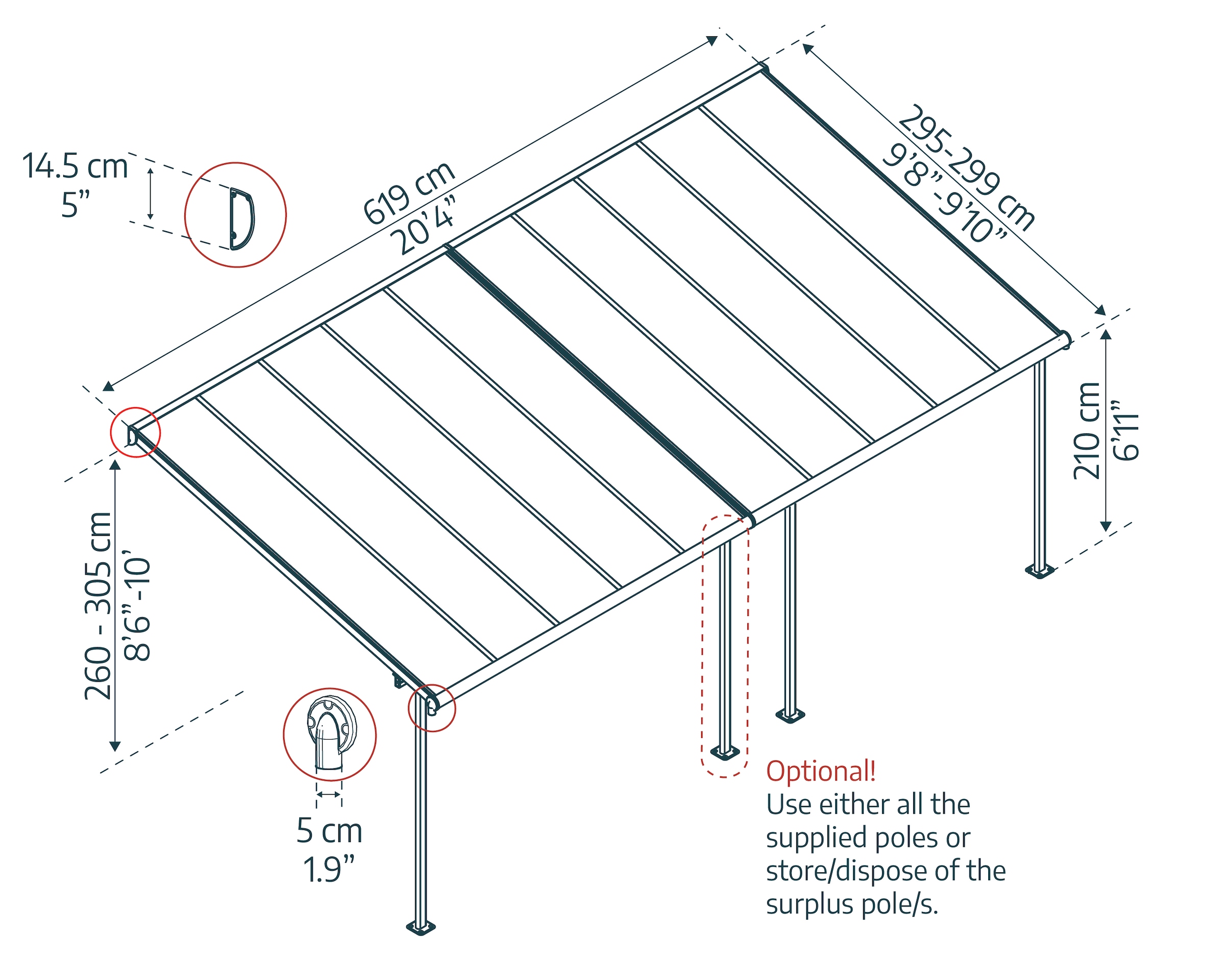 Palram - Canopia Terrassendach »Capri Alu Terrassenüberdachung«, einfache DIY Montage